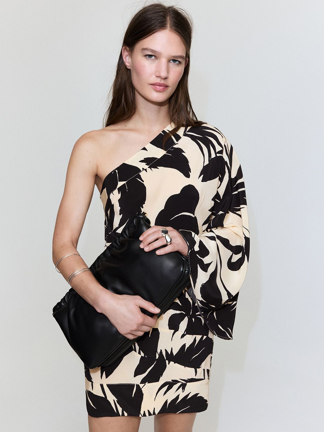 MANGO Abstract Print One Shoulder Bodycon Midi Dress-picture-17