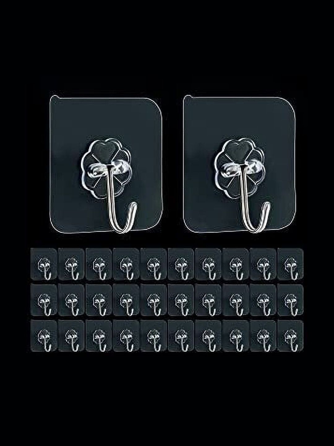 REDCARP Set Of 32 Transparent Adhesive Wall Hooks-image-42