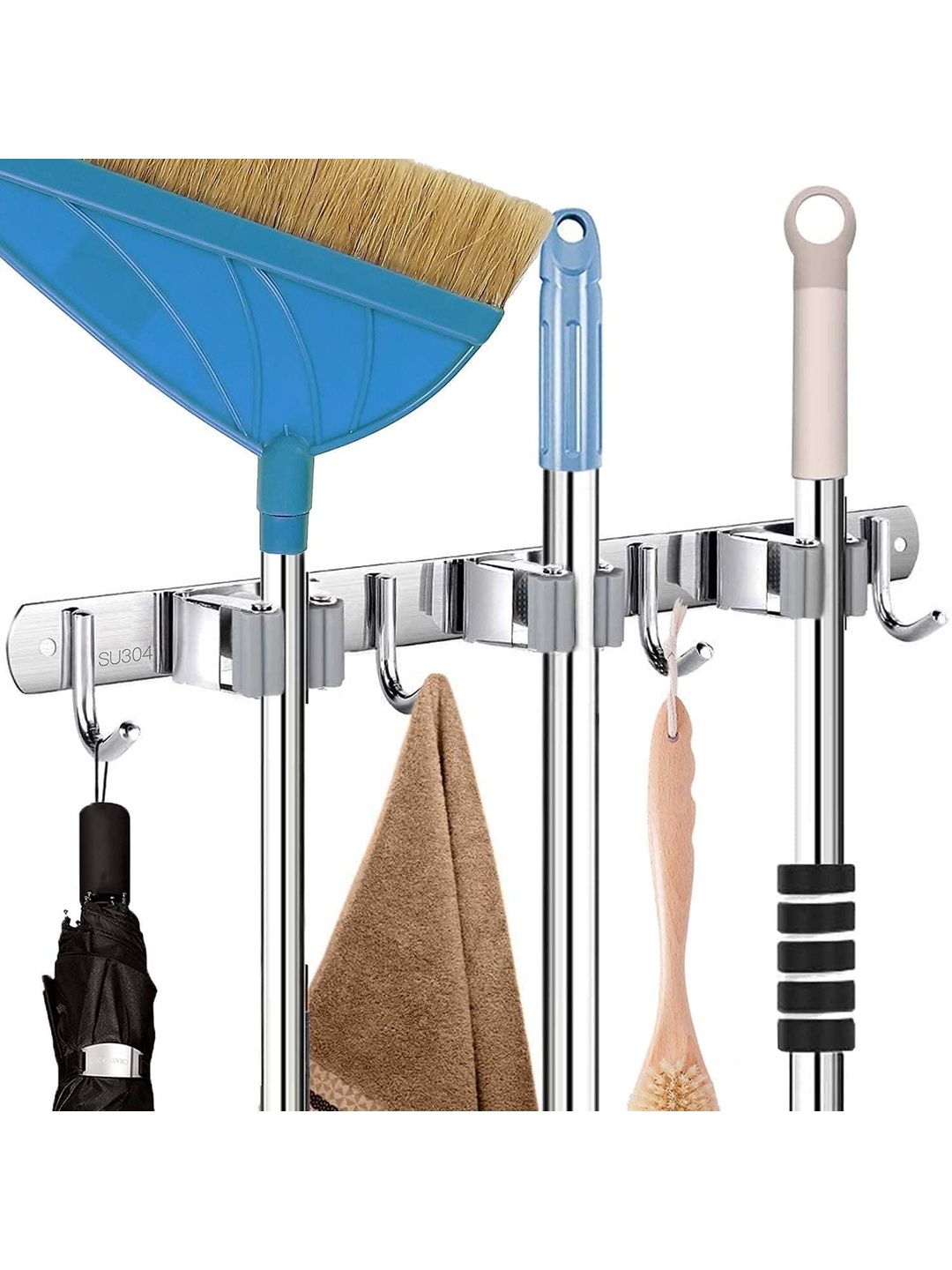 kepzell Silver Stainless Steel Broom & Mop Holder-picture-3