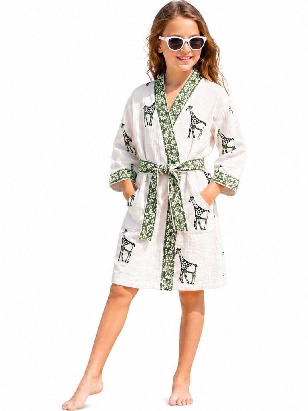 Jinaya's Kids Printed Cotton Knee Length Bath Robe & Wraps-image-47