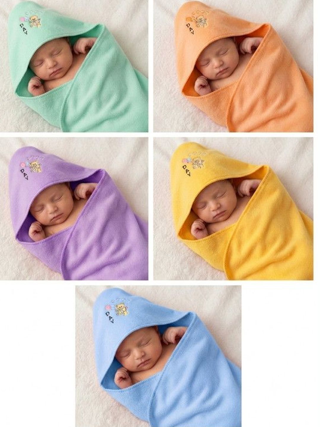 BELLO TOKO Multicoloured Set of 5 Cartoon Characters Microfiber AC Room 120 GSM Pram-image-37