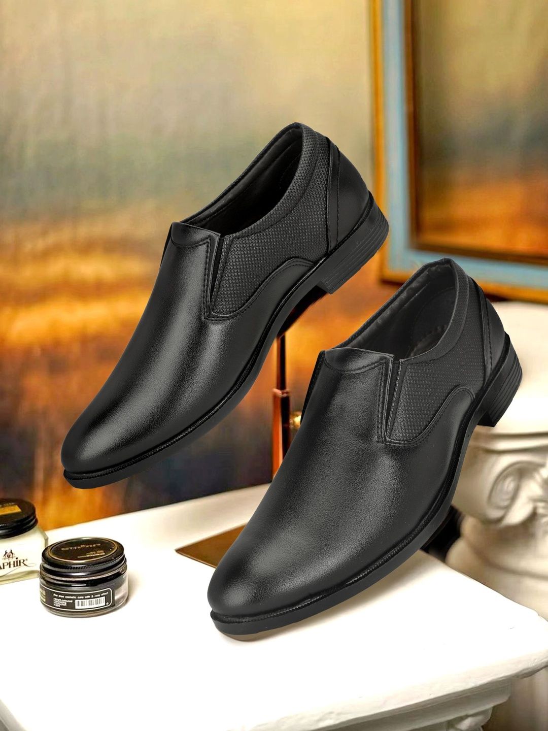 NARKI Men Textured Round Toe Formal Slip-On-image-43