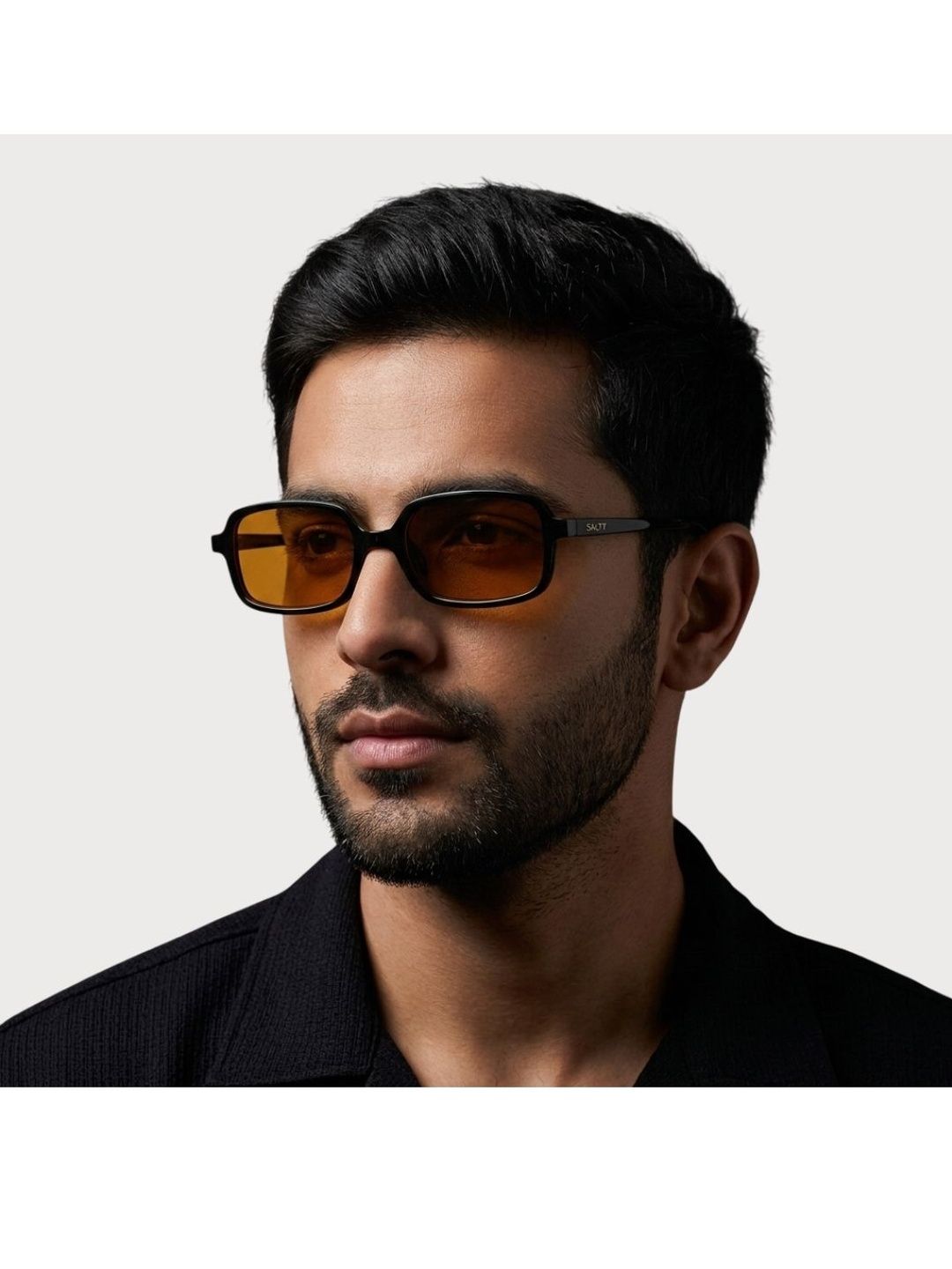 SALTY Men Orange Lens & Black Rectangle Sunglasses with deal from myntra SALTY Men Orange Lens & Black Rectangle Sunglasses with deal from myntra