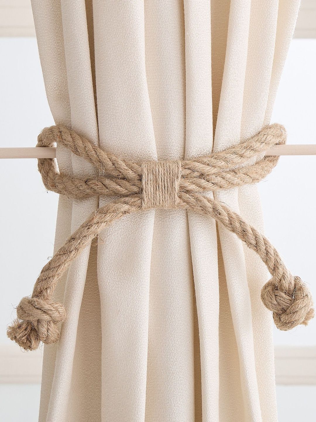 Home Centre Brown Oak Curtain Rope Tie-Back Holder-image-34