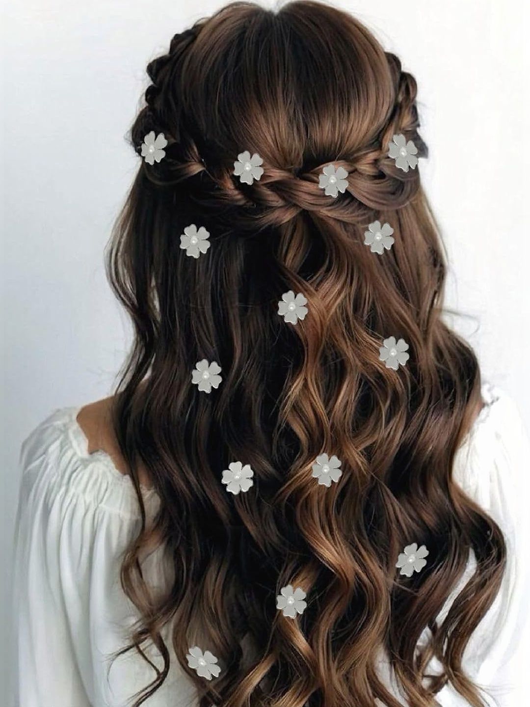 Pearls N Twirls Women Silver-toned Floral shaped Beaded Hair Accessory Set-image-14