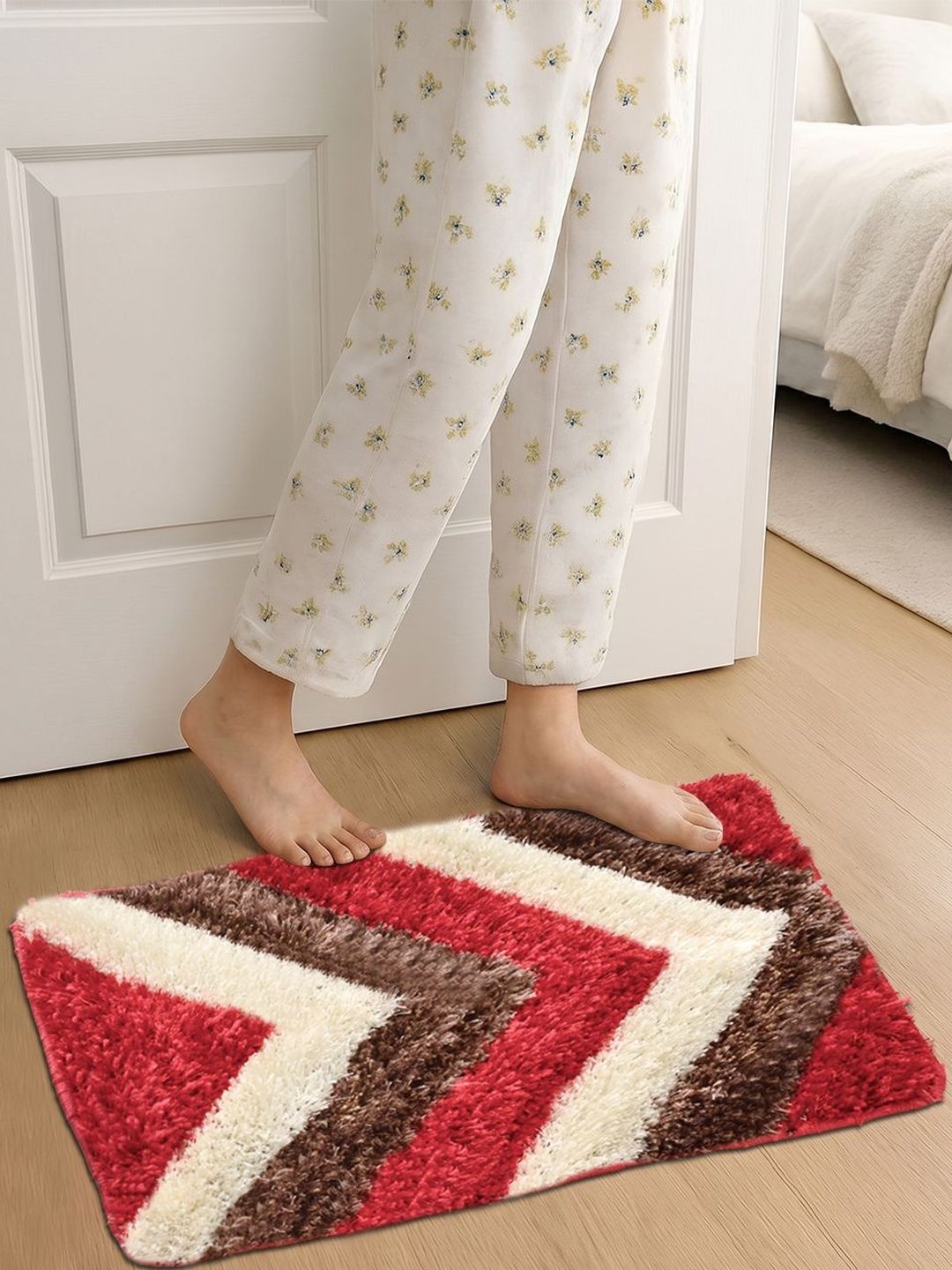 FABINALIV Red & Brown Geometric Anti Skid Doormat-image-32