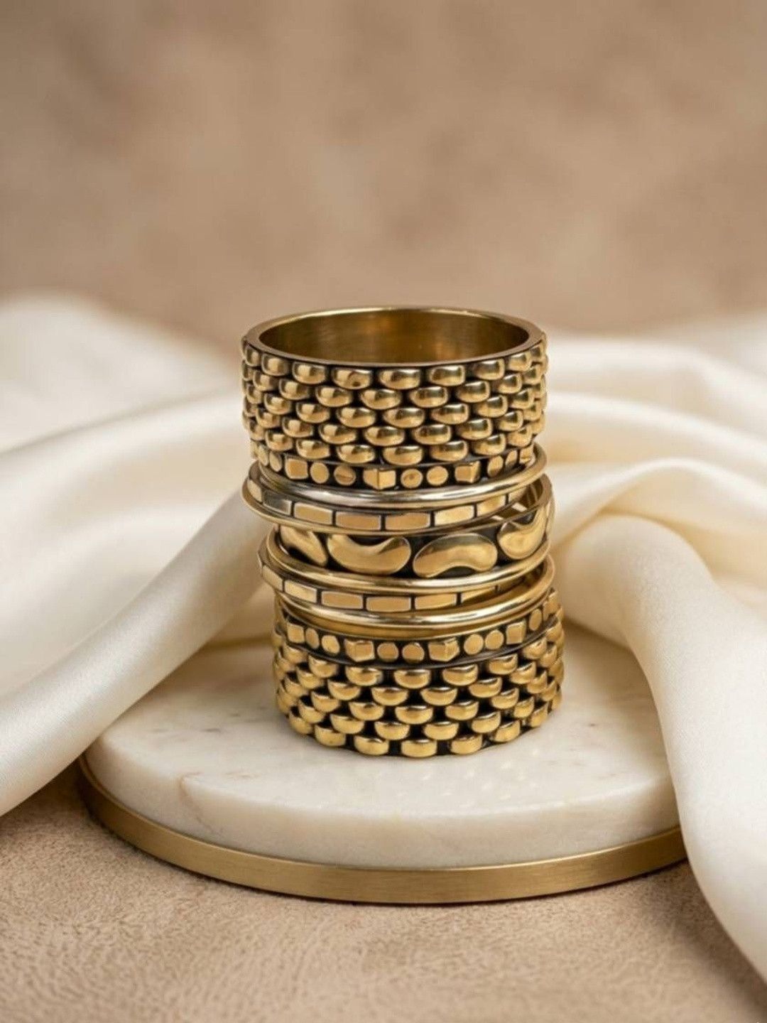 THE GLAM POUCH Set of 10 Brass-Plated Bangles-picture-48