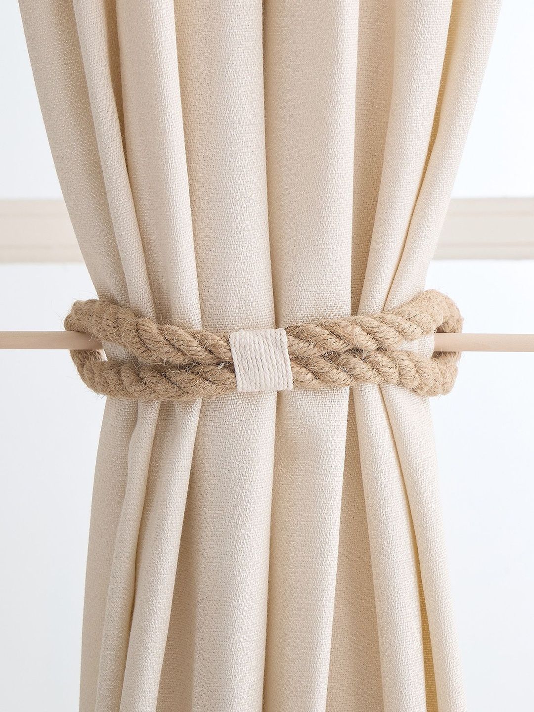 Home Centre Brown Oak Curtain Rope Tie-Back Holder-picture-24