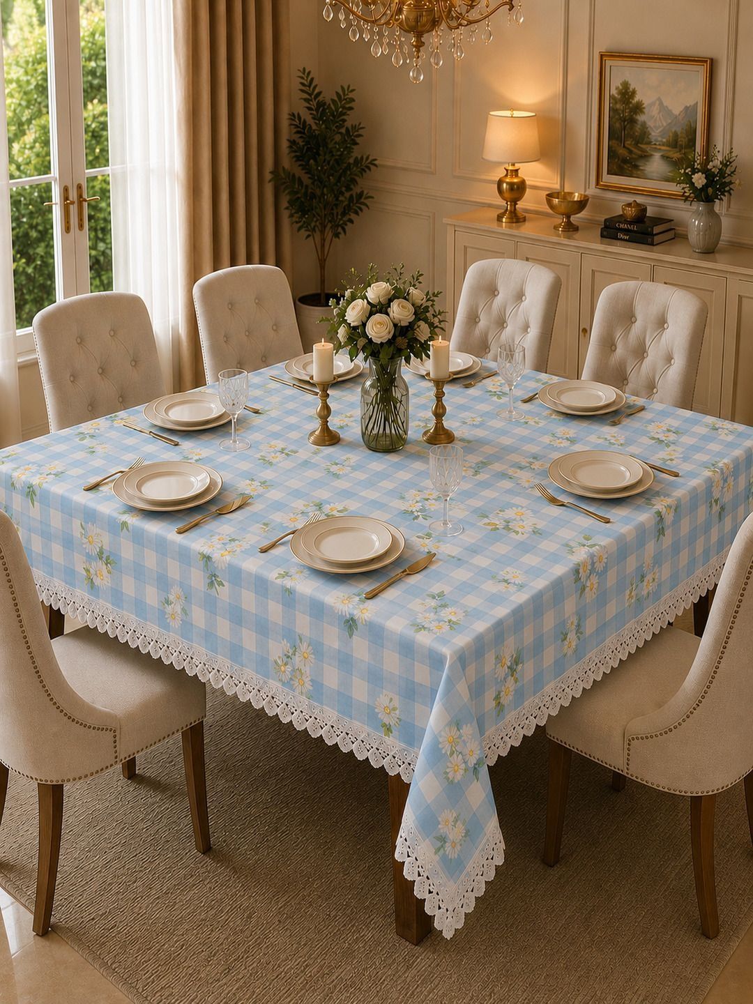 RRC Blue Geometric Printed 6-Seater Table Cover-picture-14