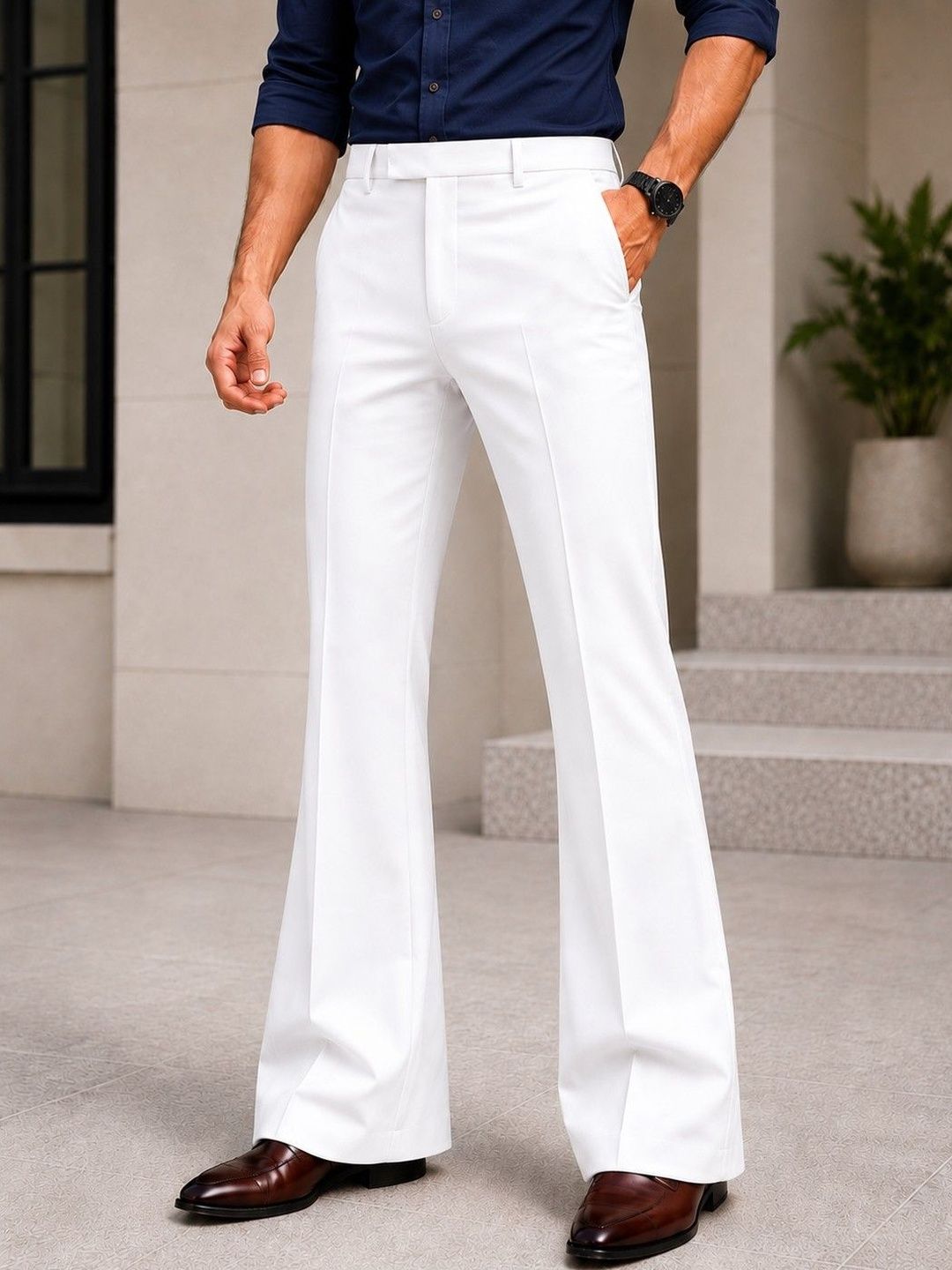 Ygdeal Men Smart Easy Wash Pleated Trousers-picture-1