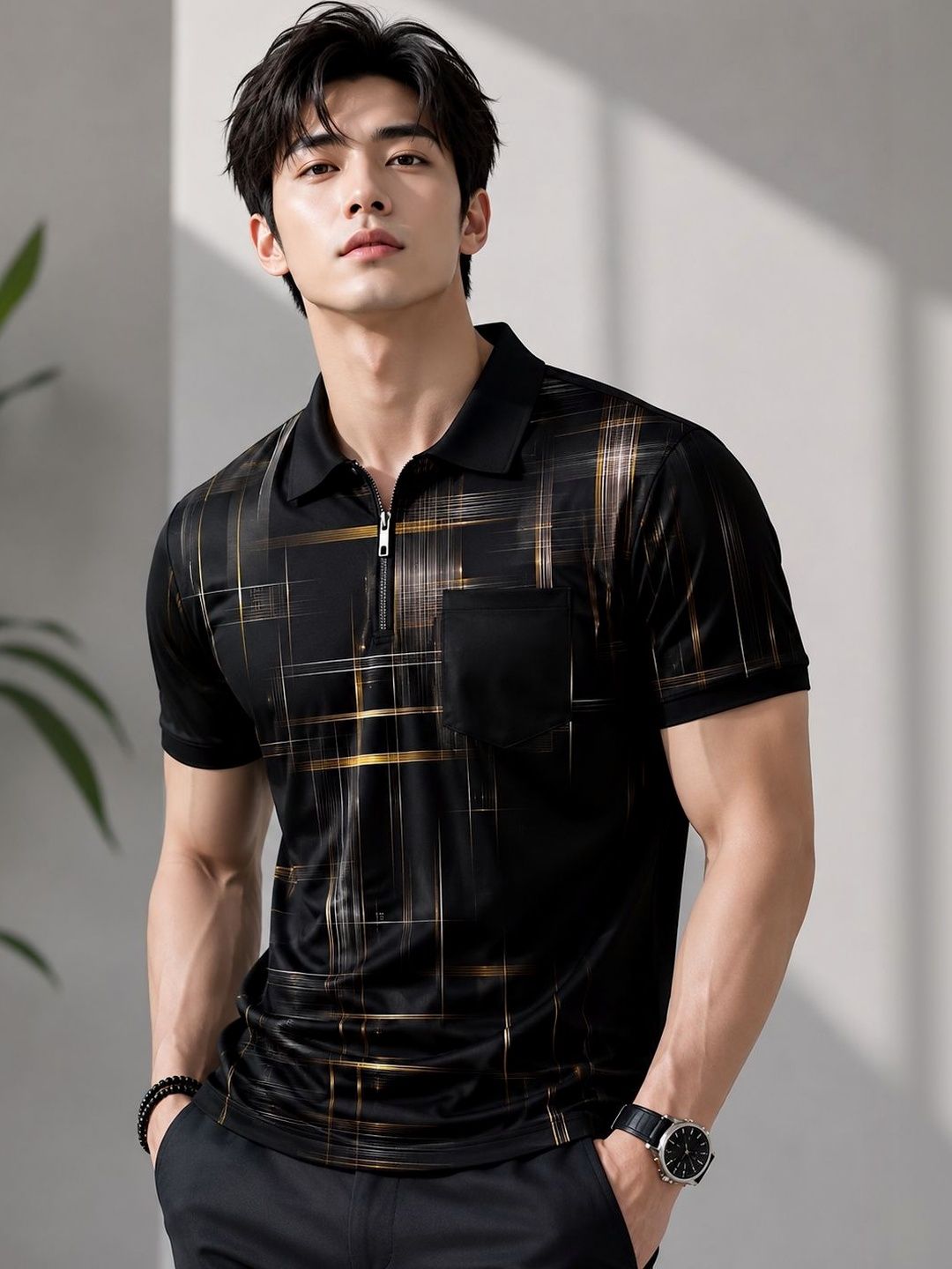 TAZO Men Printed Polo Collar Pockets T-shirt-picture-31