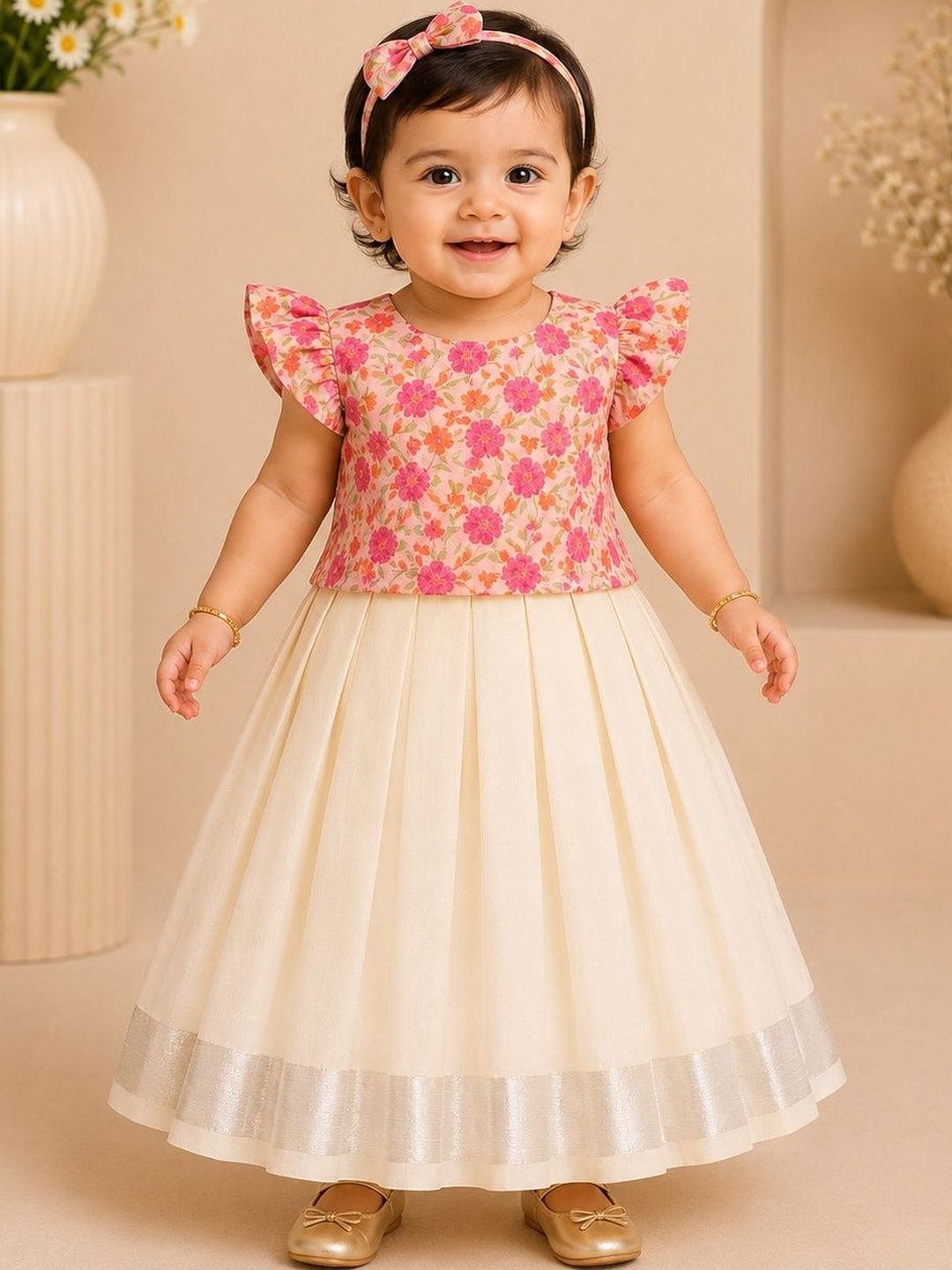 Babypattu Printed Round Neck Fit & Flare Ethnic Dresses-image-7