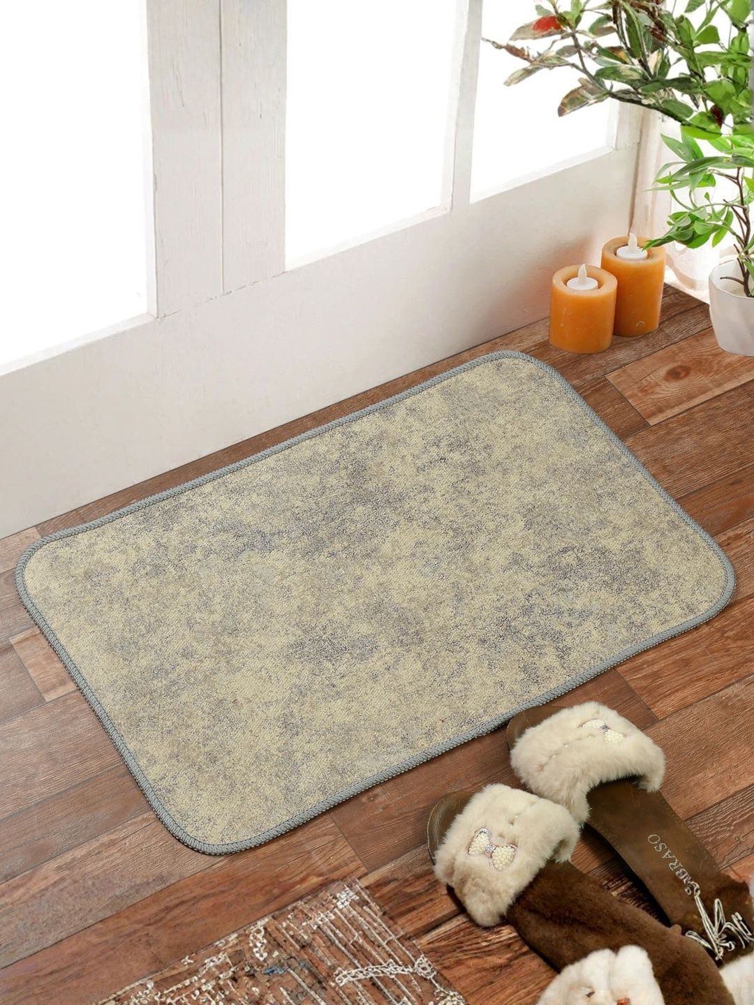 Florida Grey & Beige Self Designed Anti Skid Indoor Doormats-image-43