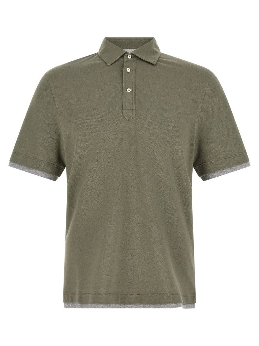 brunello cucinelli Green Solid Shirt Collar Polo-picture-17