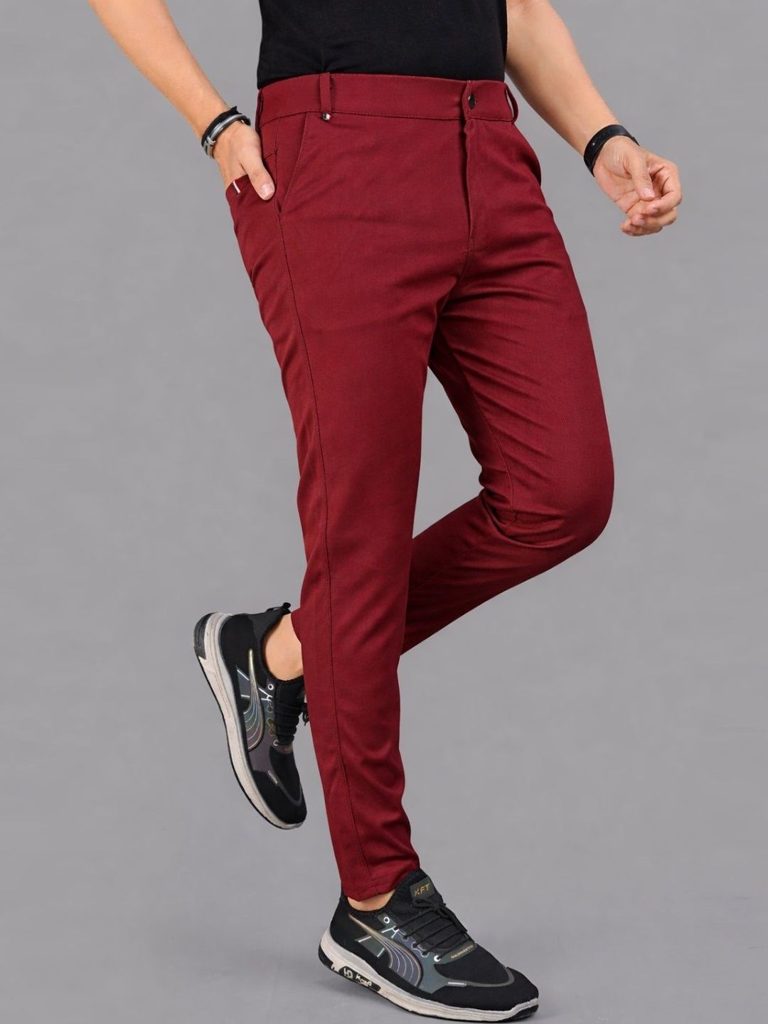 Zonoti Men Relaxed Slim Fit Easy Wash Trousers-image-17