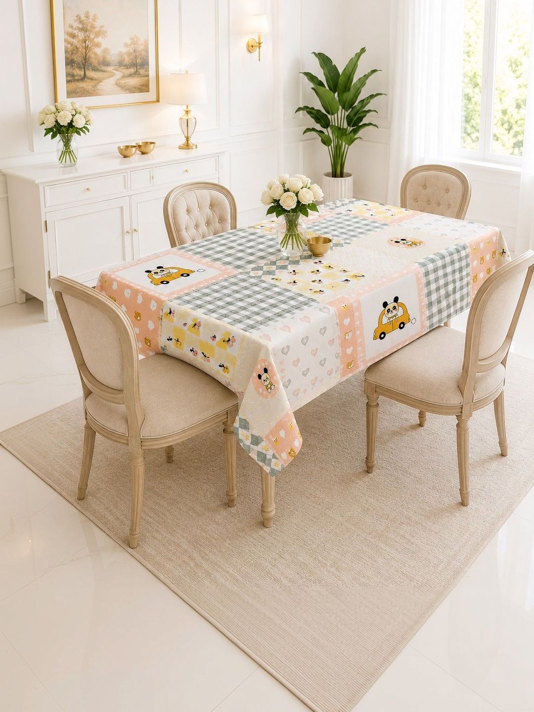 RRC Multicoloured Set of 2 Cartoon Printed 4-Seater Table Cover with Patchwork details-image-28