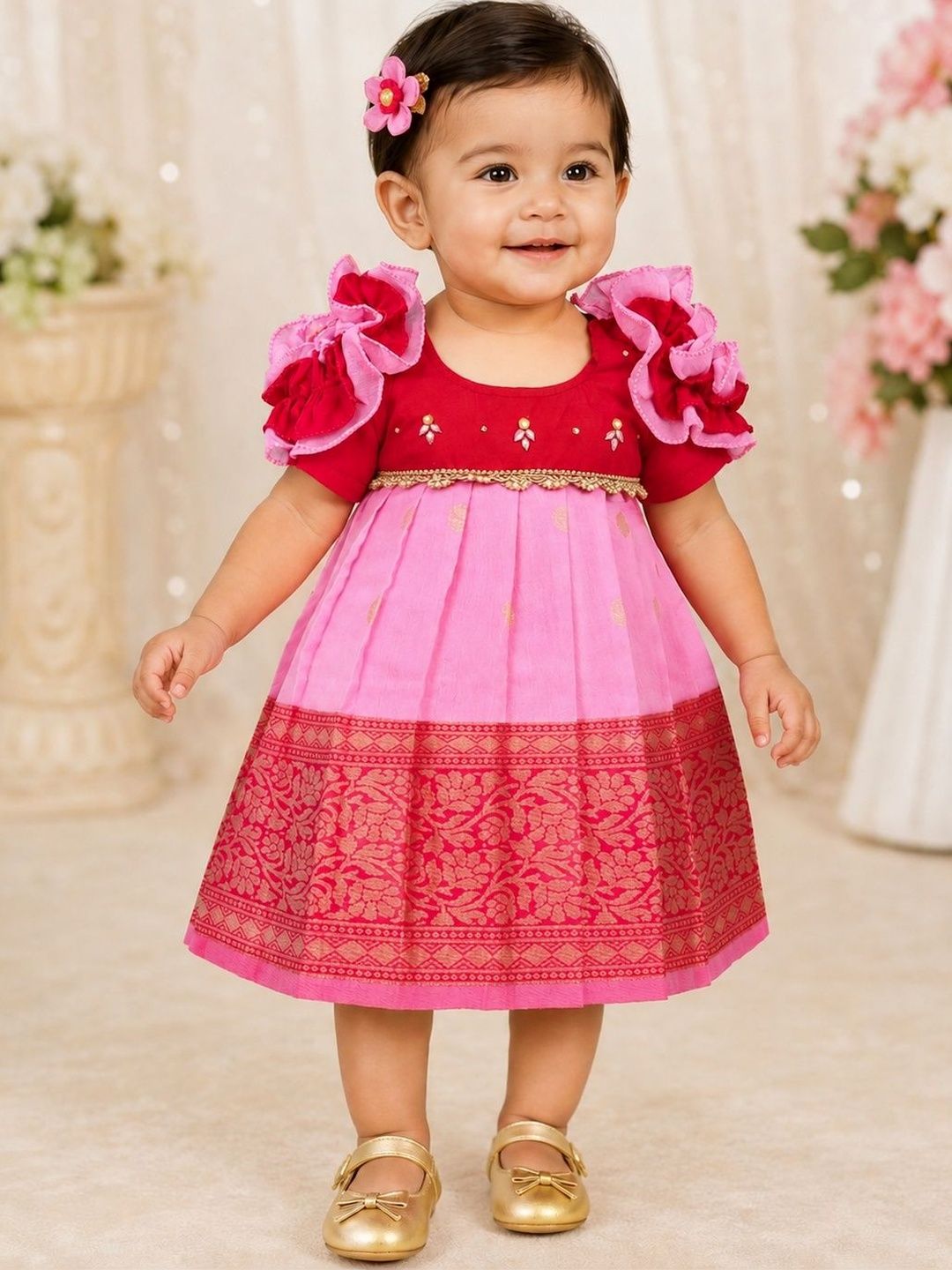 Babypattu Girls Embellished Round Neck A-Line Ethnic Dresses-picture-21