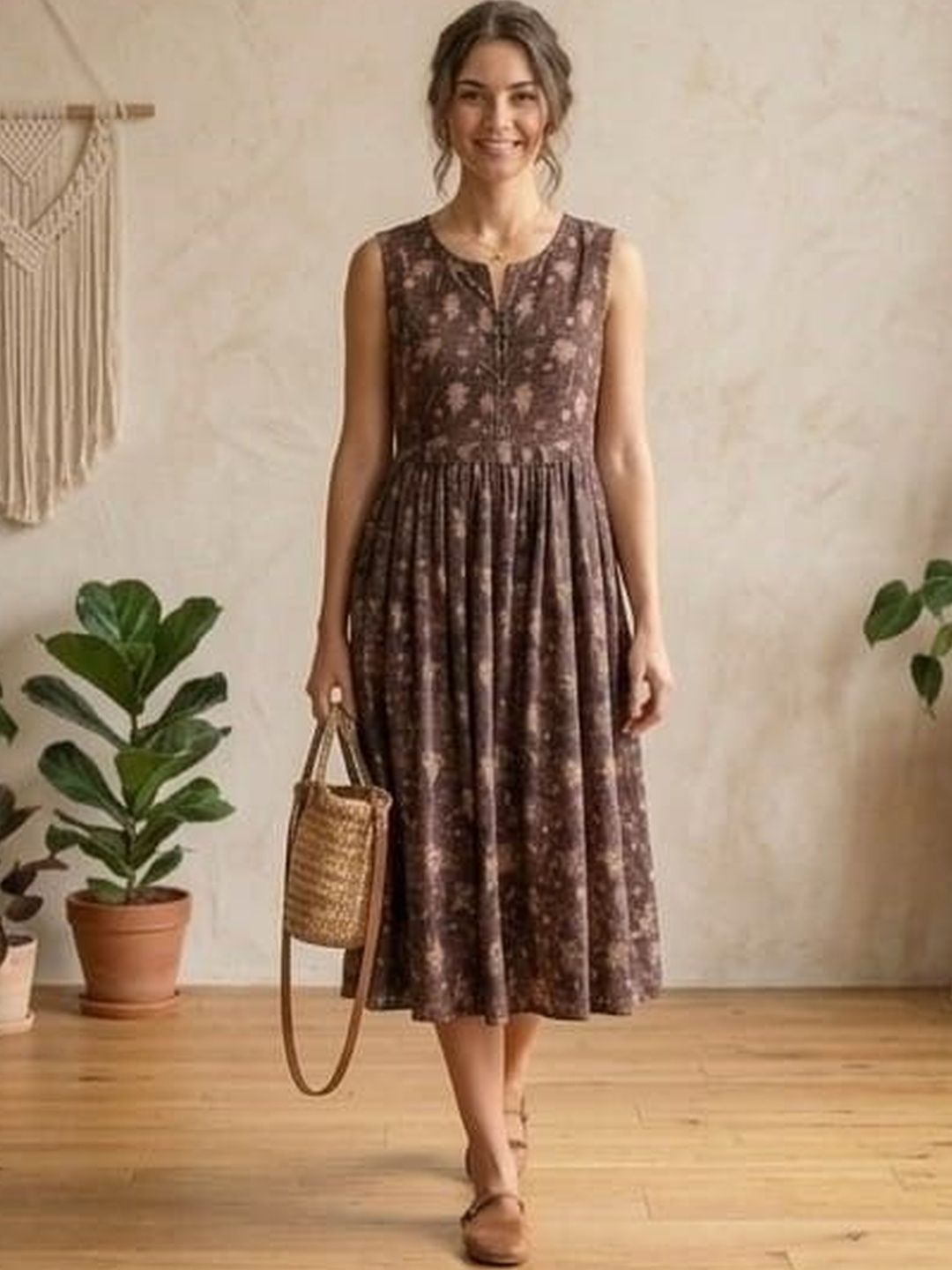 Solace Attire Floral Print A-Line Midi Dress-picture-47