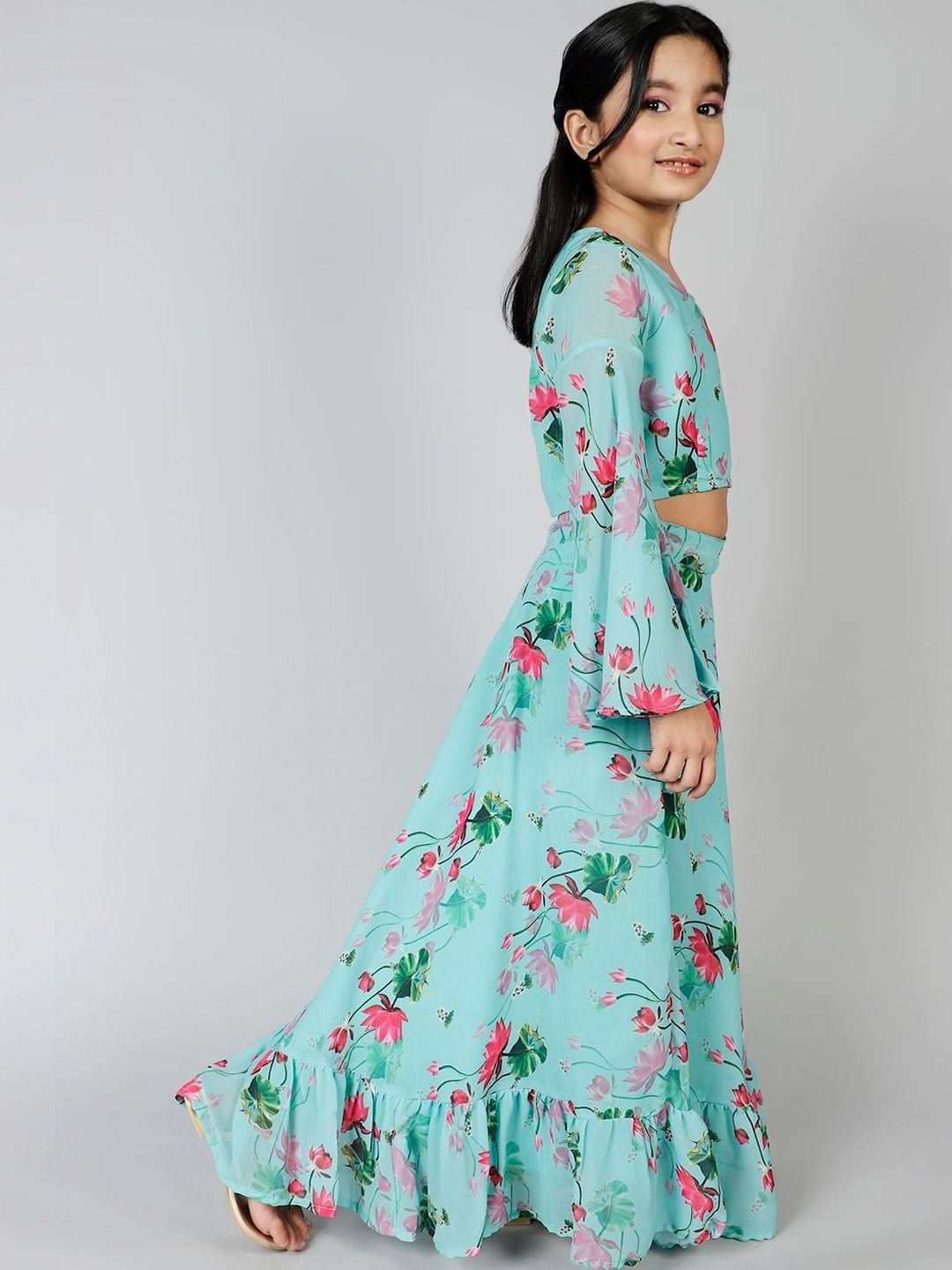 KALINI Girls Printed Ready to Wear Lehenga & Blouse With Dupatta-image-25