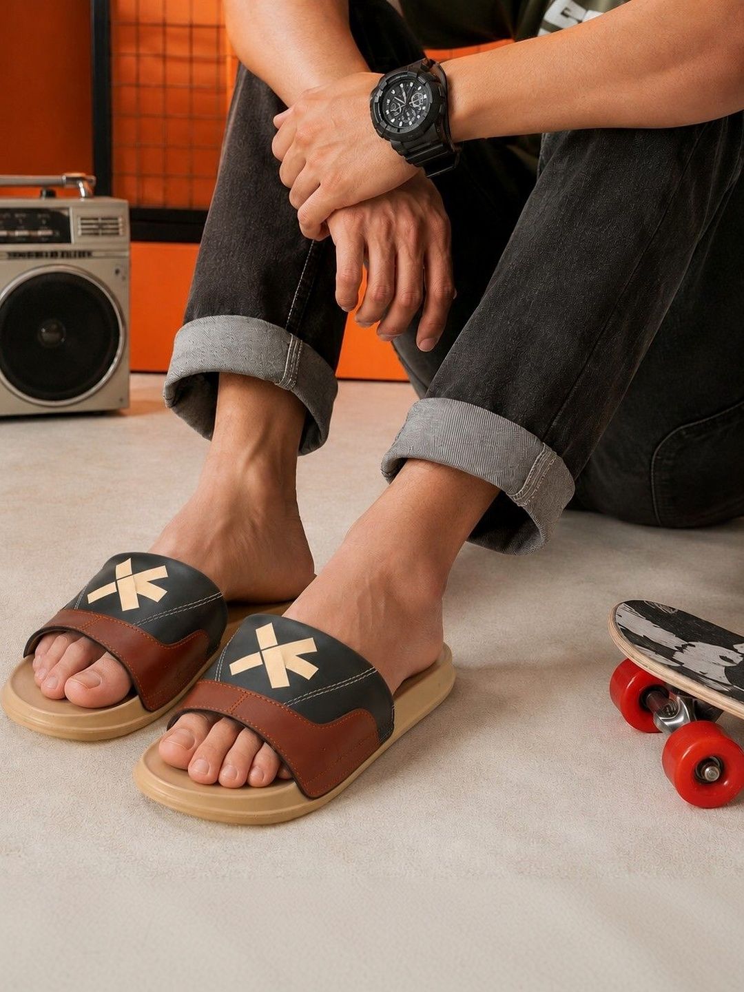 HRX by Hrithik Roshan Men Colourblocked Sliders-picture-53