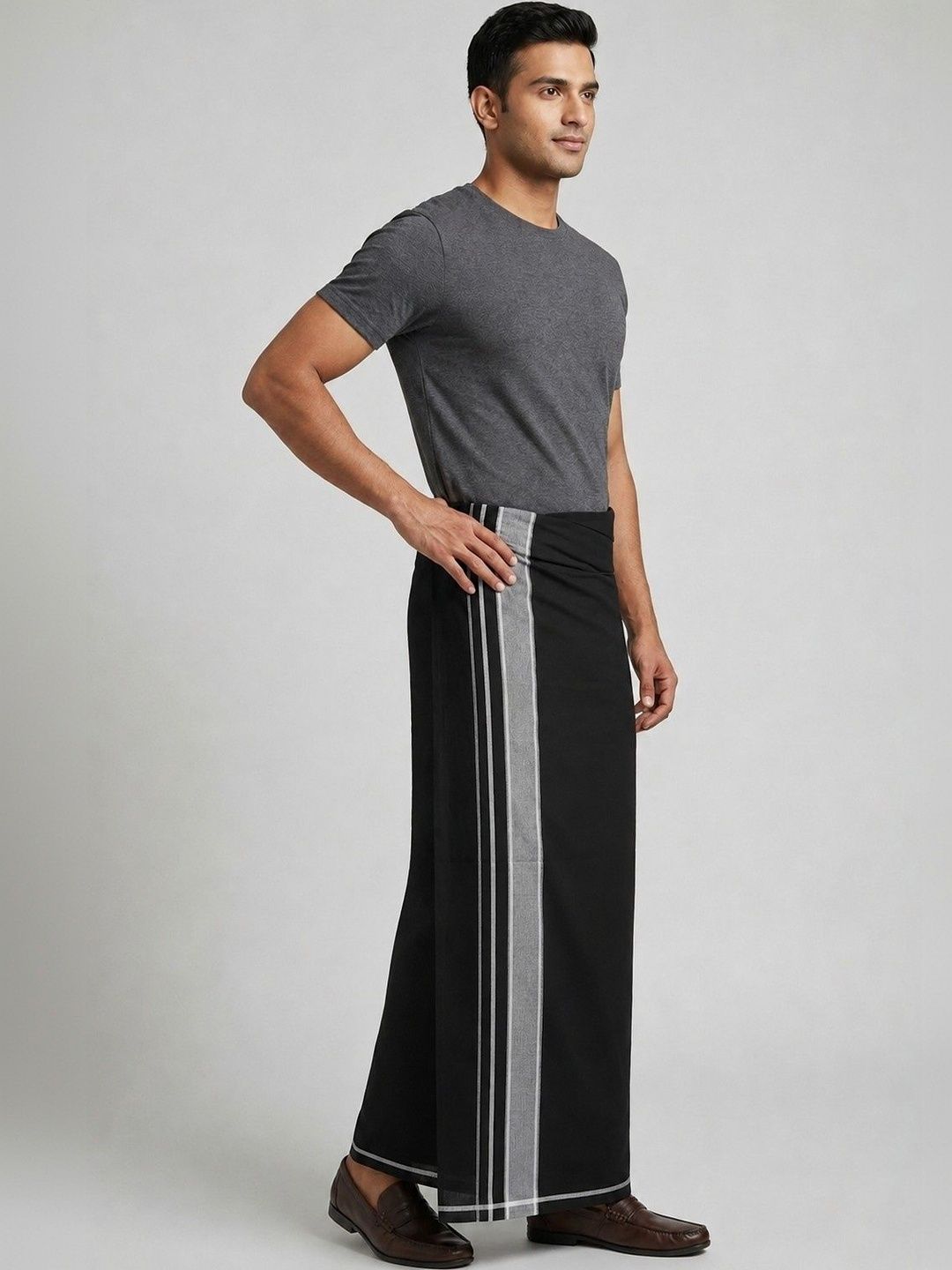 Sharan Elegance Men Striped Cotton Dhoti Dhotis-picture-22