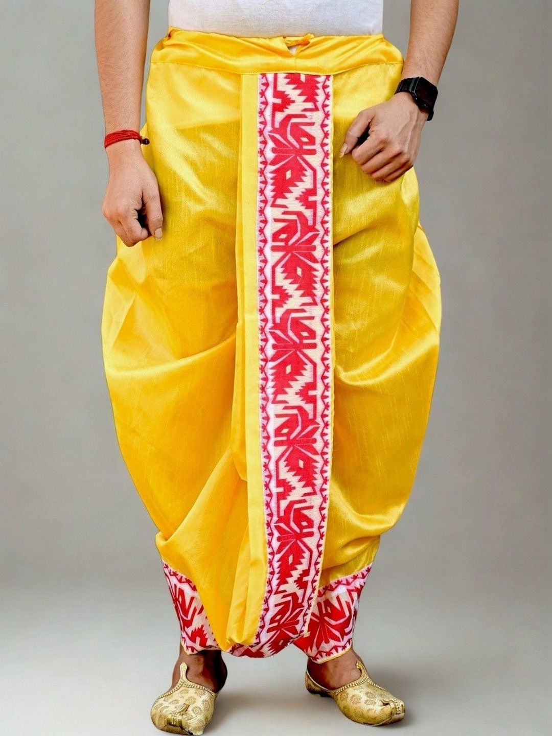 GOURI COLLECTIONS Men Embroidered Silk Dhoti Dhotis-picture-35