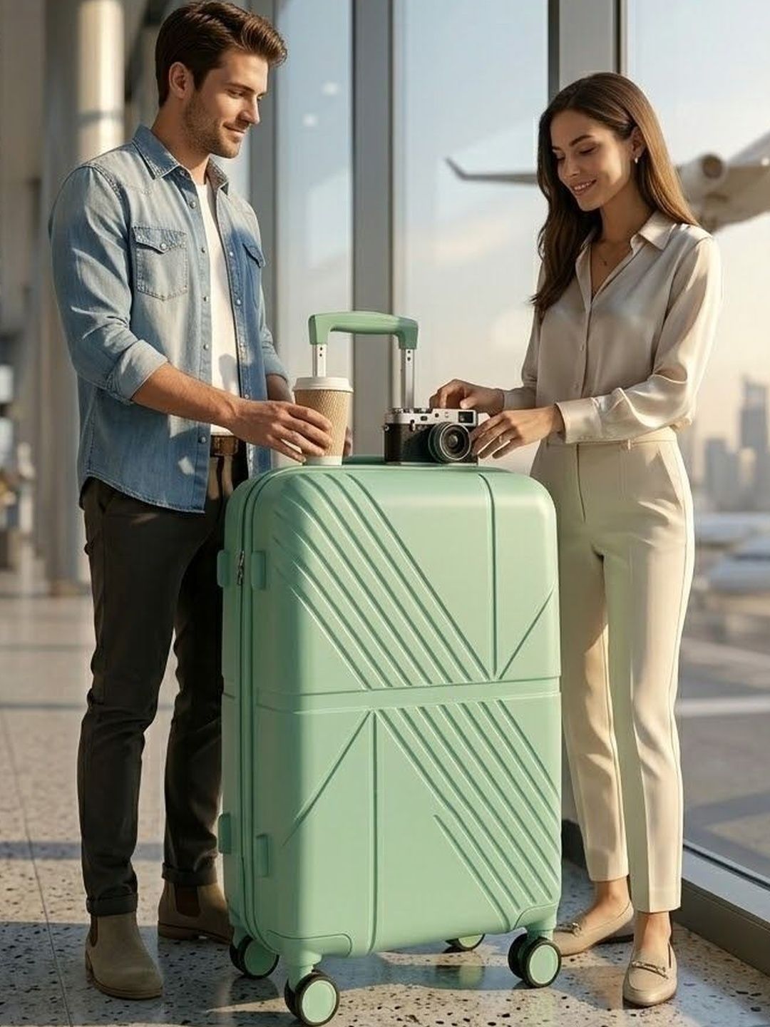 Yours Luggage Textured Hard-Sided Medium Trolley Bag-image-2