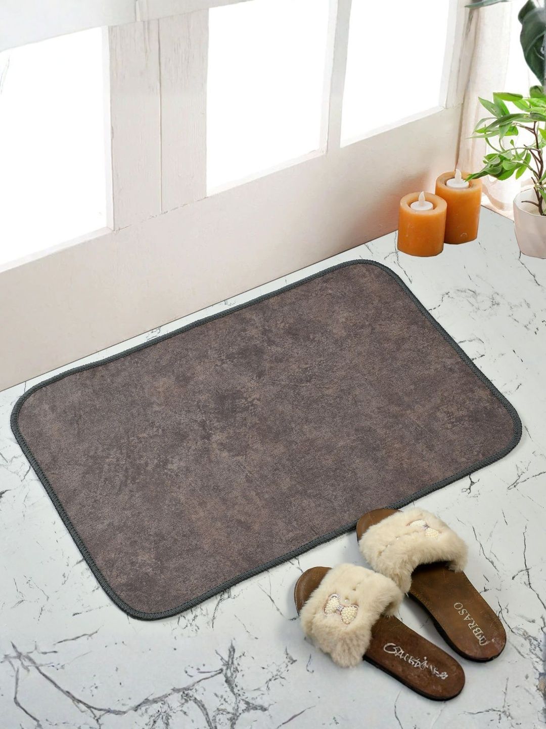 Florida Charcoal-Grey Self Designed Anti Skid Indoor Doormats-image-44