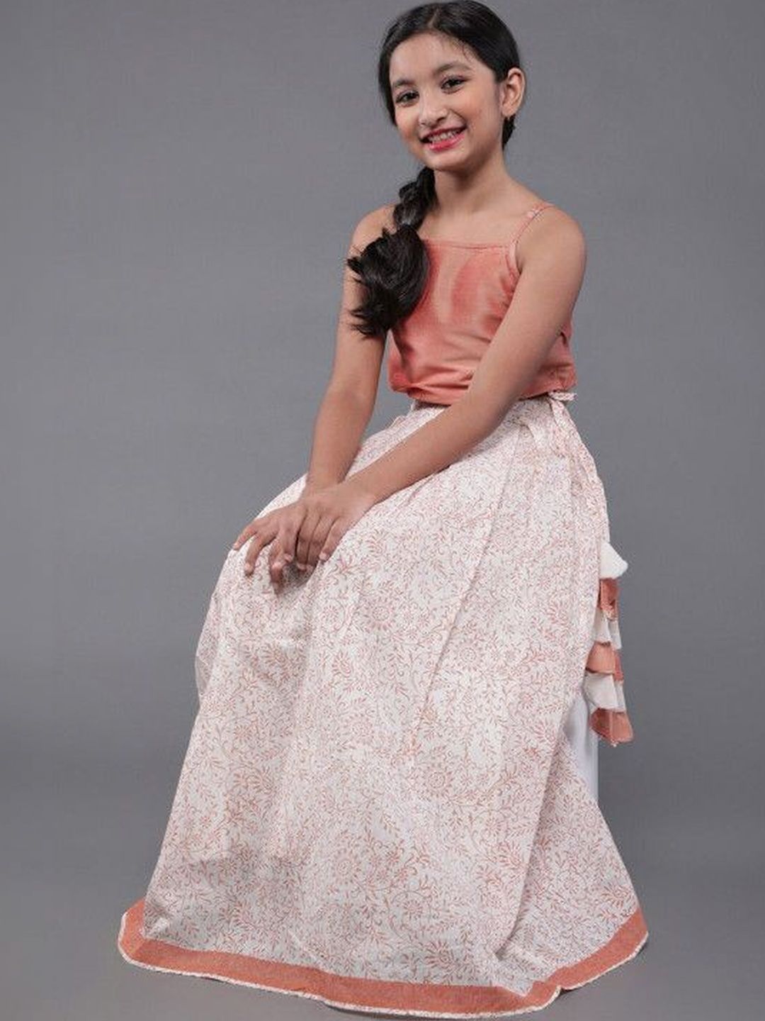 KALINI Girls Block Print Ready to Wear Lehenga &-picture-32