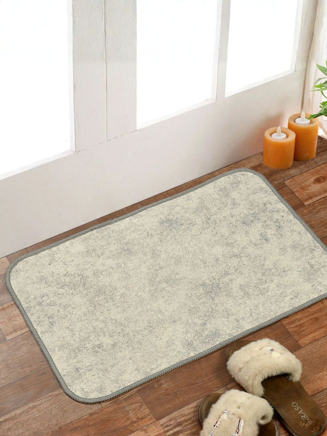 Florida Off White & Grey Self Designed Anti Skid Indoor Doormats-image-43