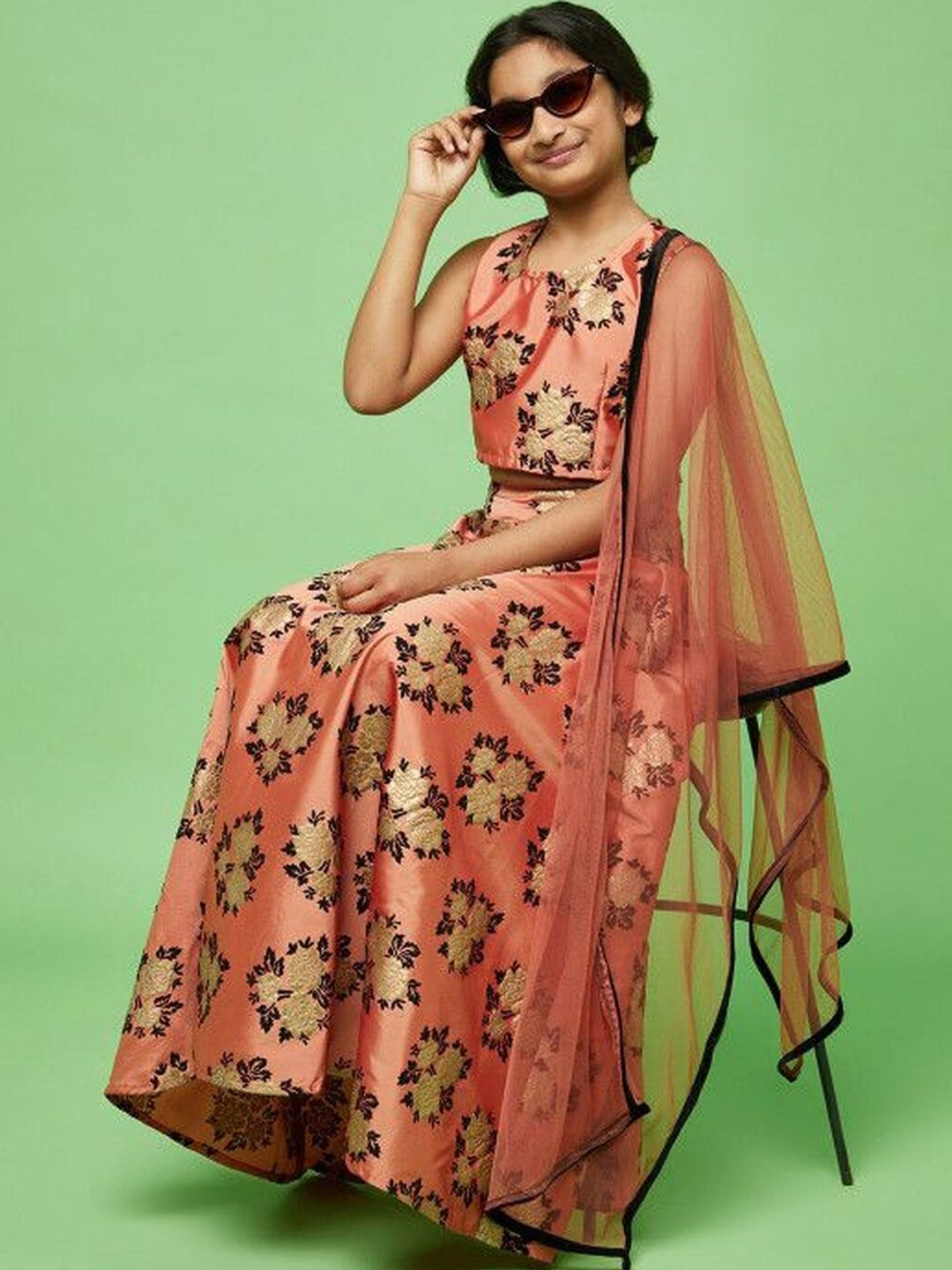 KALINI Girls Embroidered Thread Work Ready to Wear Lehenga & Blouse With Dupatta-picture-27