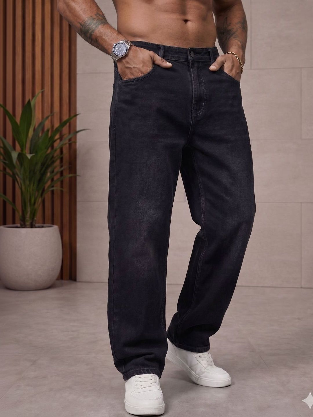 HERE&NOW Men Relaxed Fit Mid-Rise Stretchable Jeans-picture-18