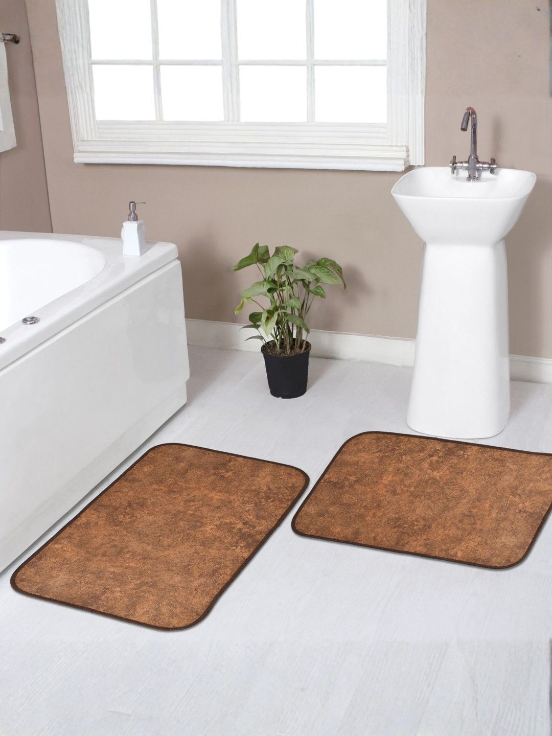 Florida Dark Brown Self Designed Anti Skid Indoor Doormats-image-49