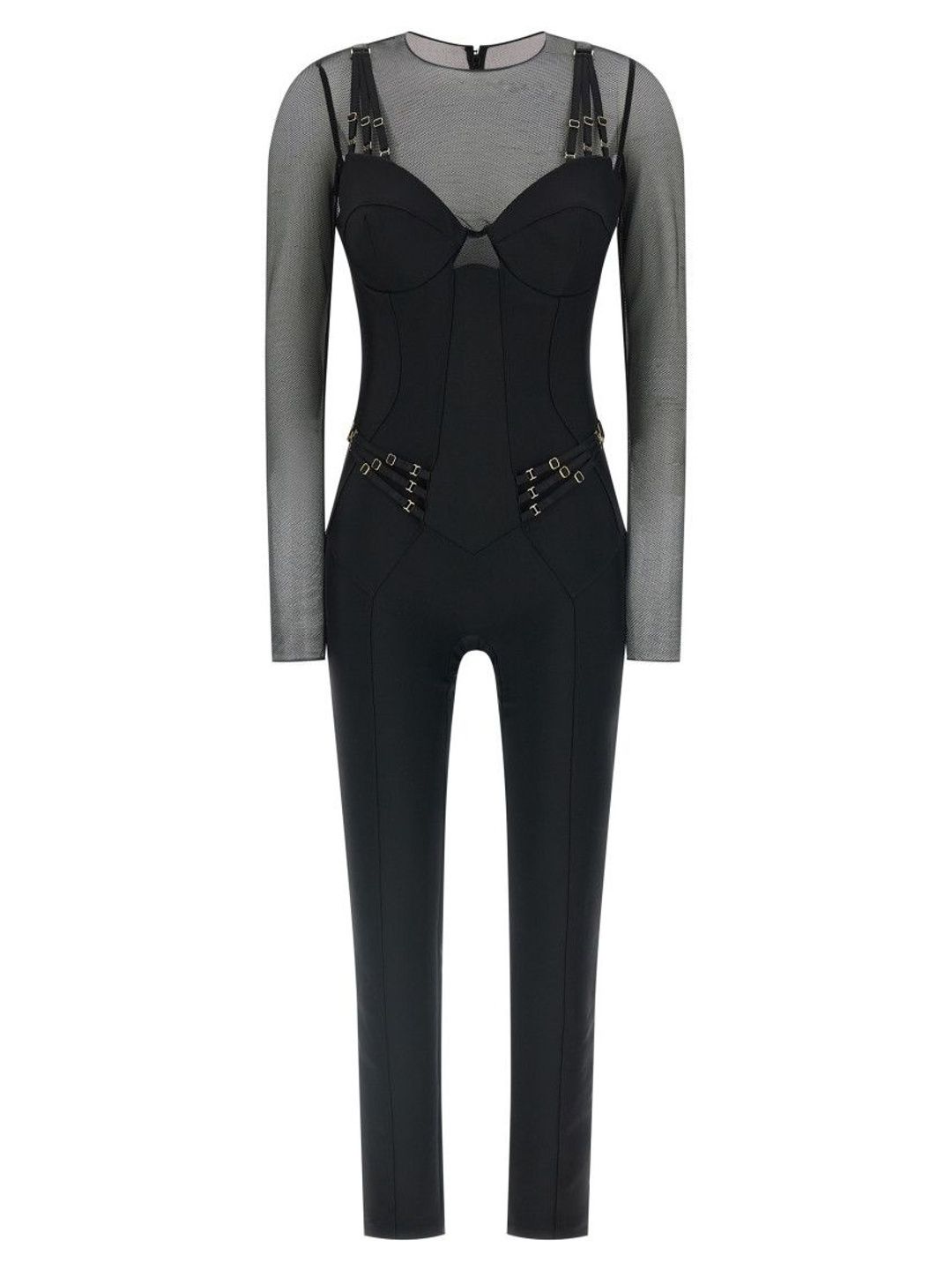 elisabetta franchi Black Jersey and tulle jumpsuit-picture-52