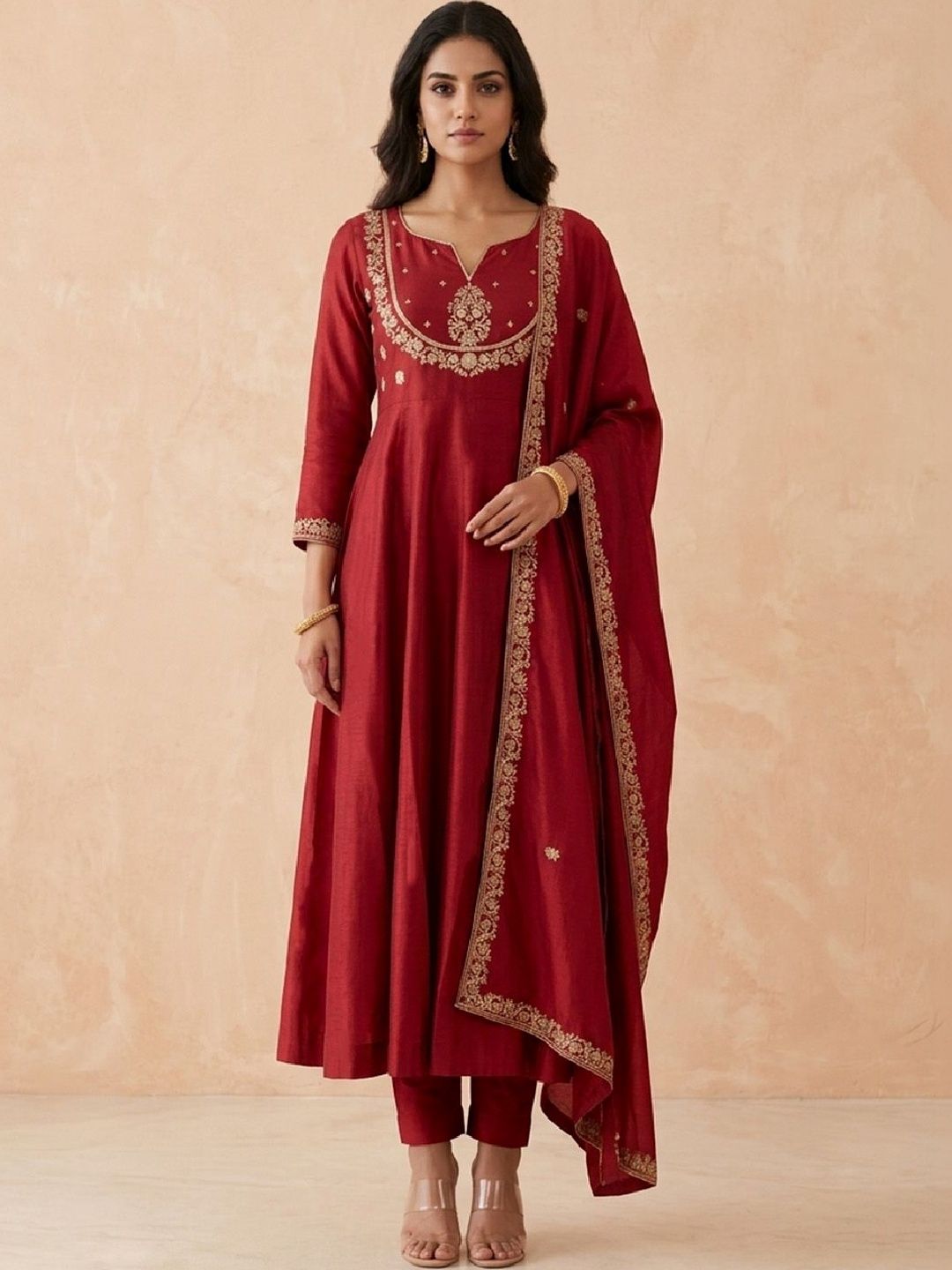 Varanga Women Ethnic Motifs Embroidered Regular Kurta with Trousers & With Dupatta-picture-26
