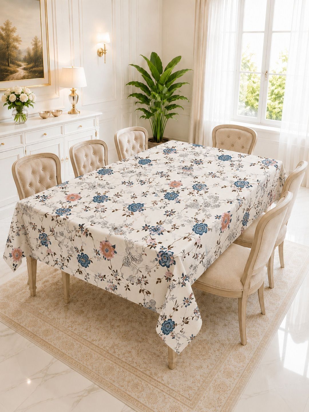 RRC White Floral 6-Seater Table Cover-image-22