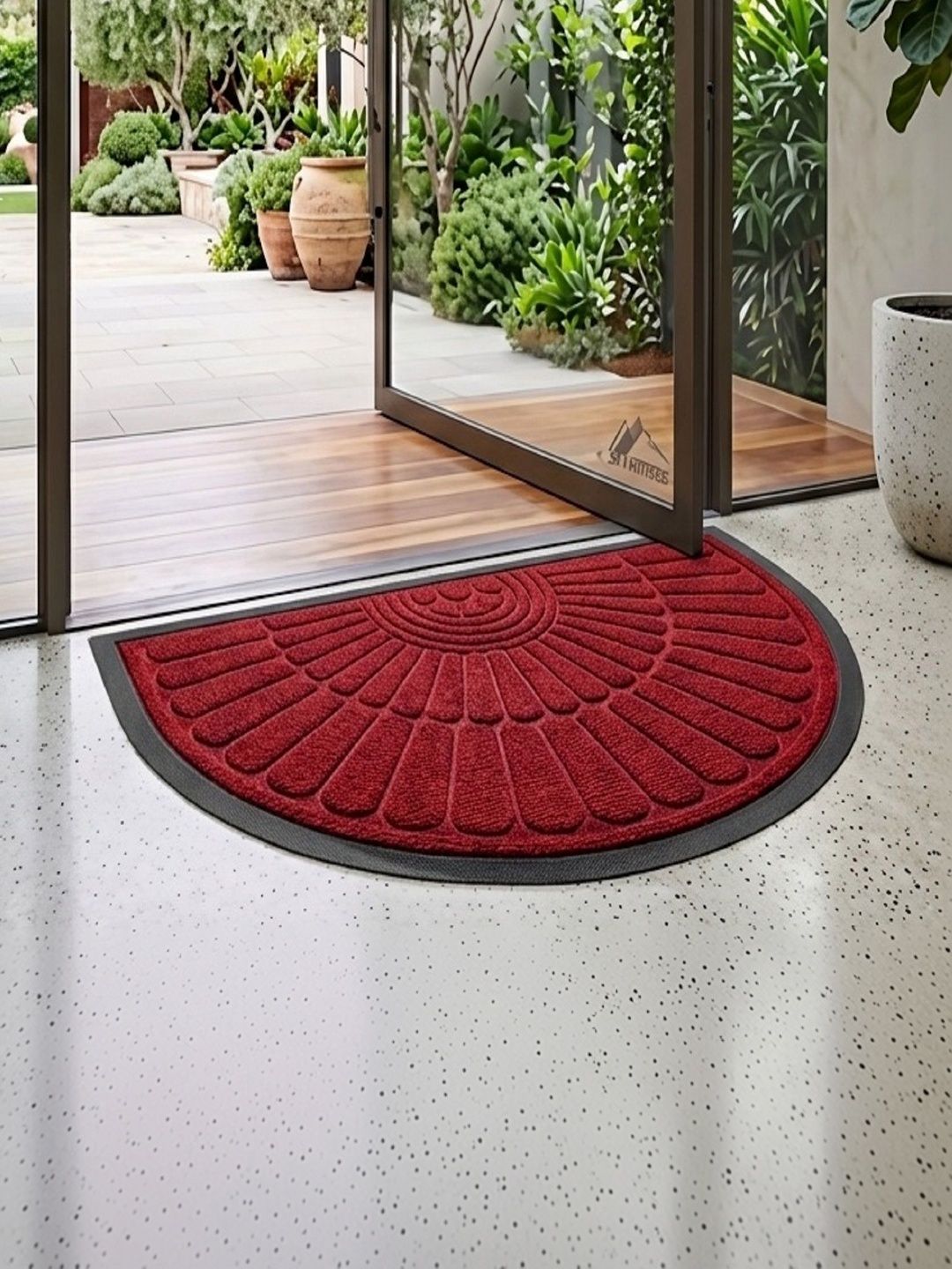AaHo Decor Red Anti-Skid Semi Circle Doormats-image-25
