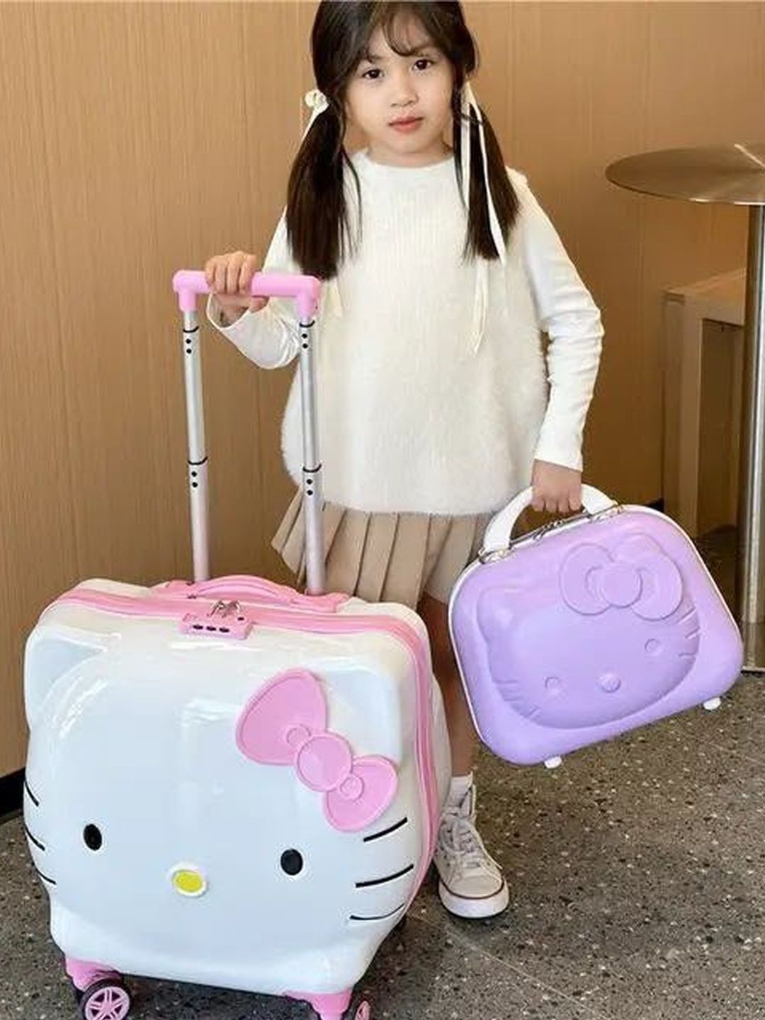 NAVRANGI Kids Pack Of 2 Hello Kitty Hard-Sided Cabin Suitcase-picture-34