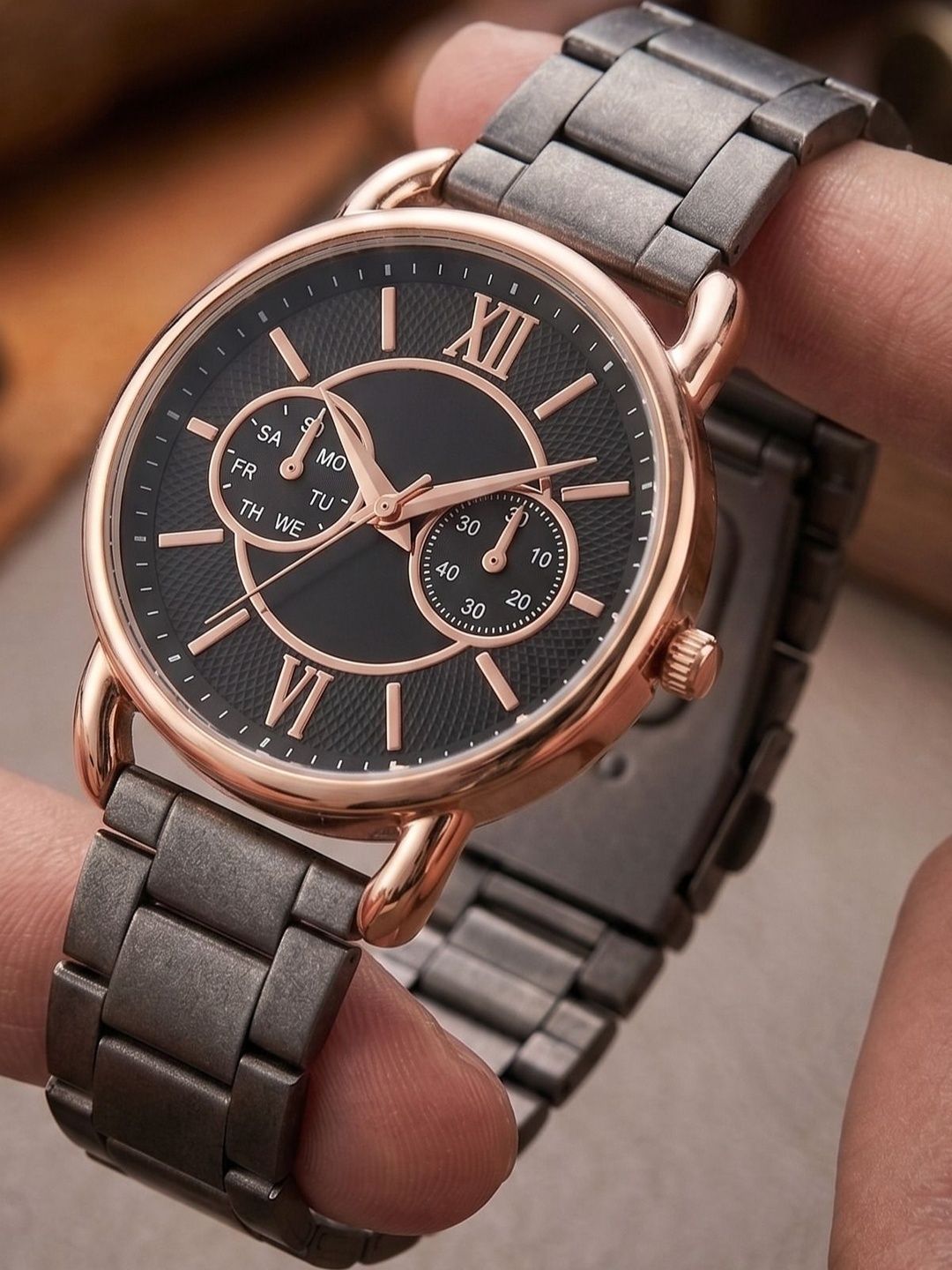 SWADESI STUFF Women Dial & Bracelet Style Straps Analogue Multi Function Watch SZN Berry A1 watch_Black-image-34