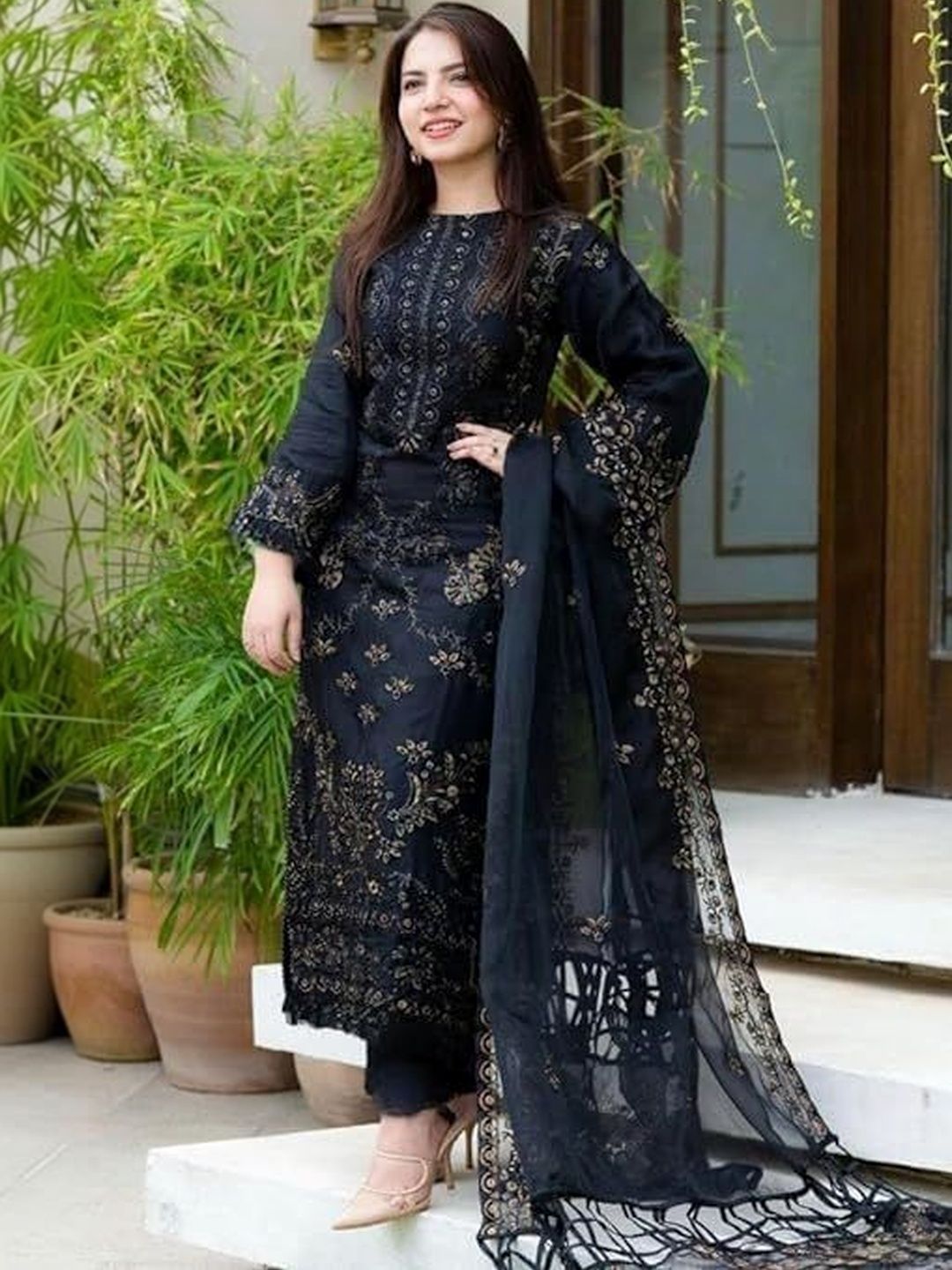 ROYALICA Ethnic Motifs Embroidered Georgette Formal Maxi Dress-picture-10