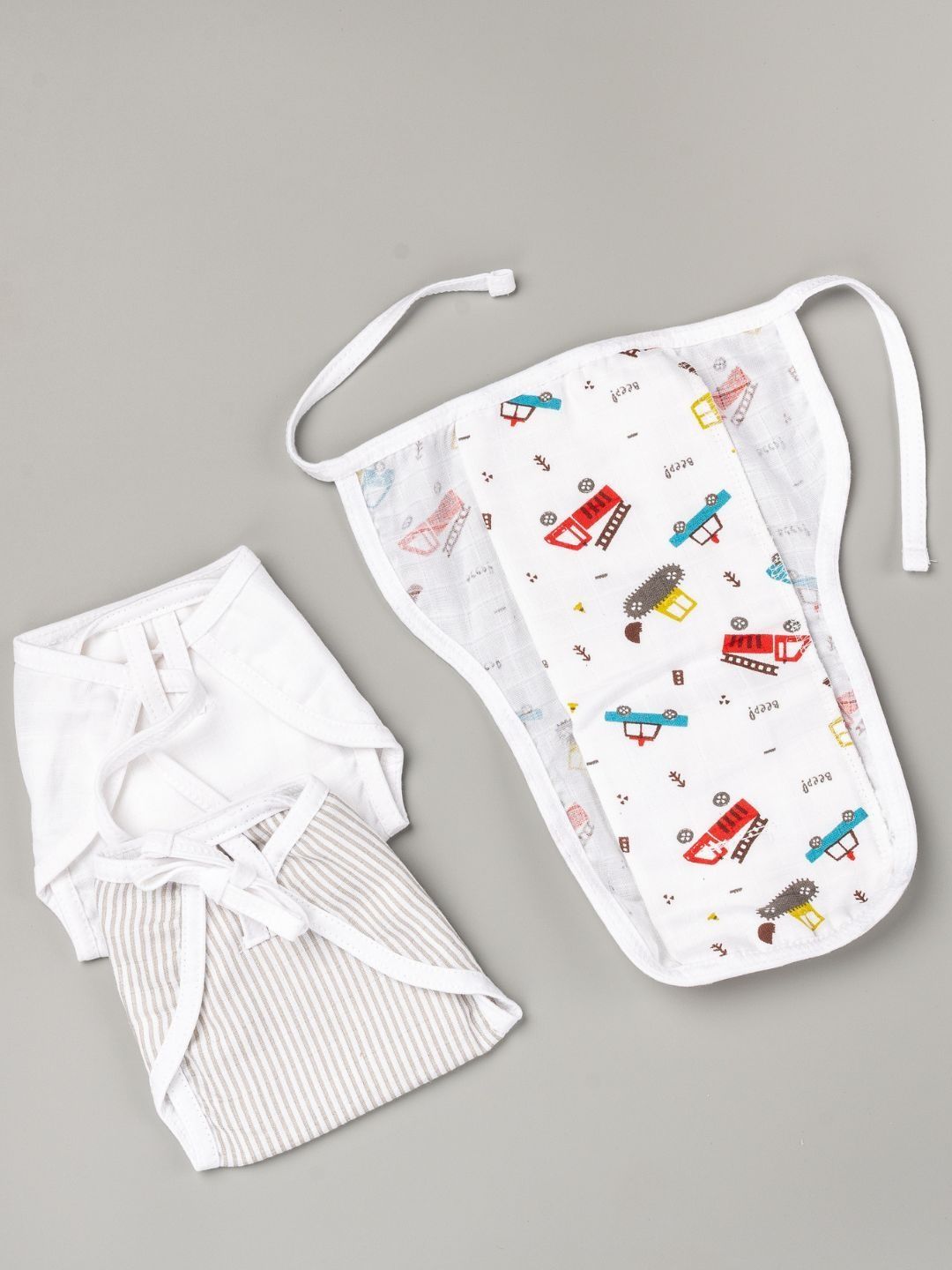 BeeLittle Infants Set Of 3 Truck With Stripes Printed Nappies-picture-27