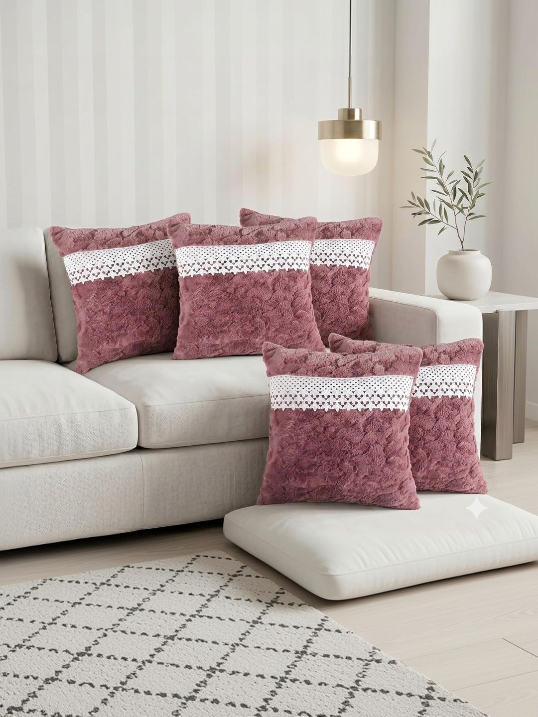 RD TREND Pink Set of 5 Square Cushion Covers-picture-27
