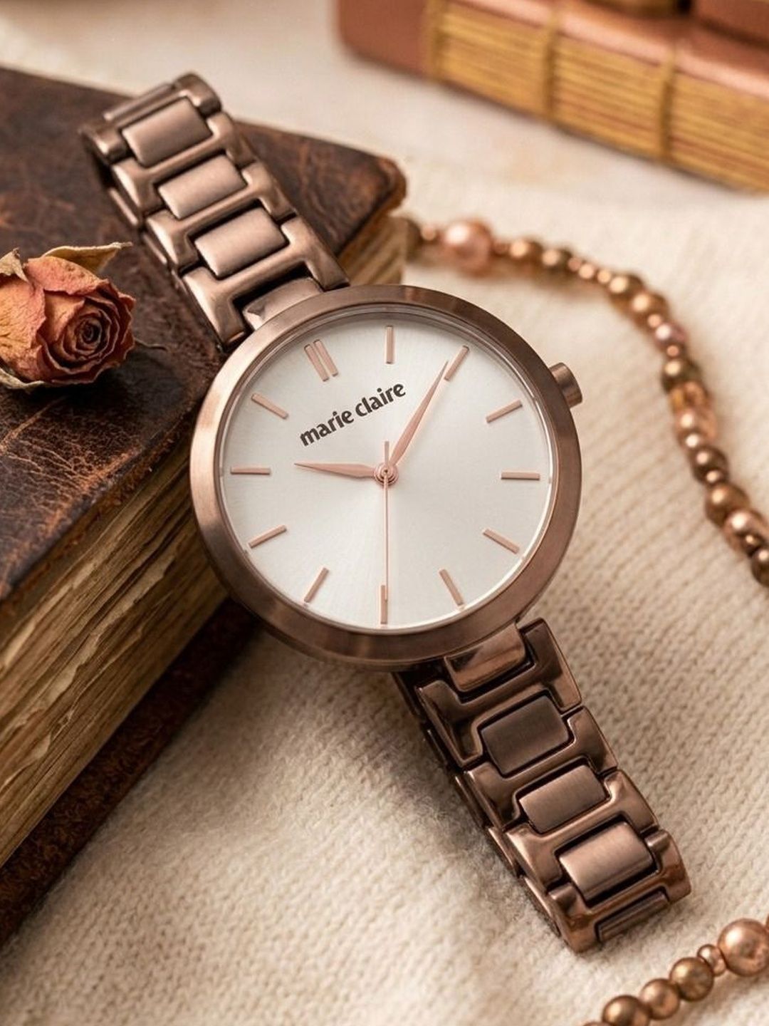 Marie Claire Women Brass Dial & Bracelet Style Straps Analogue Watch-image-13