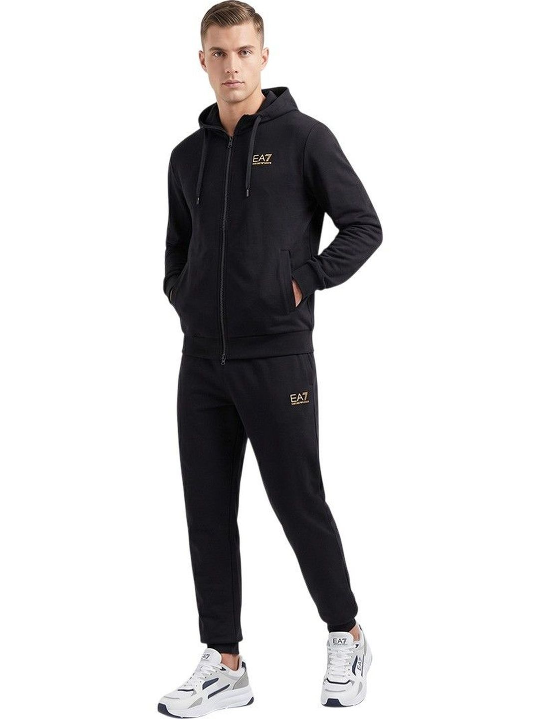 ea7 emporio armani Black Cotton Solid Tracksuit-picture-21