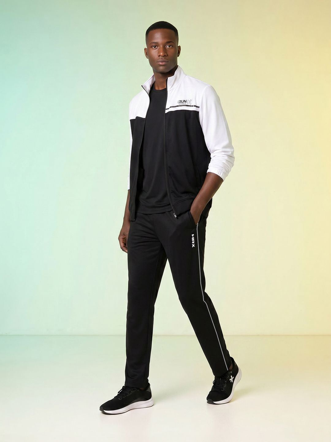 HRX by Hrithik Roshan Colourblocked Mock Collar Rapid Dry Running Tracksuits-picture-34