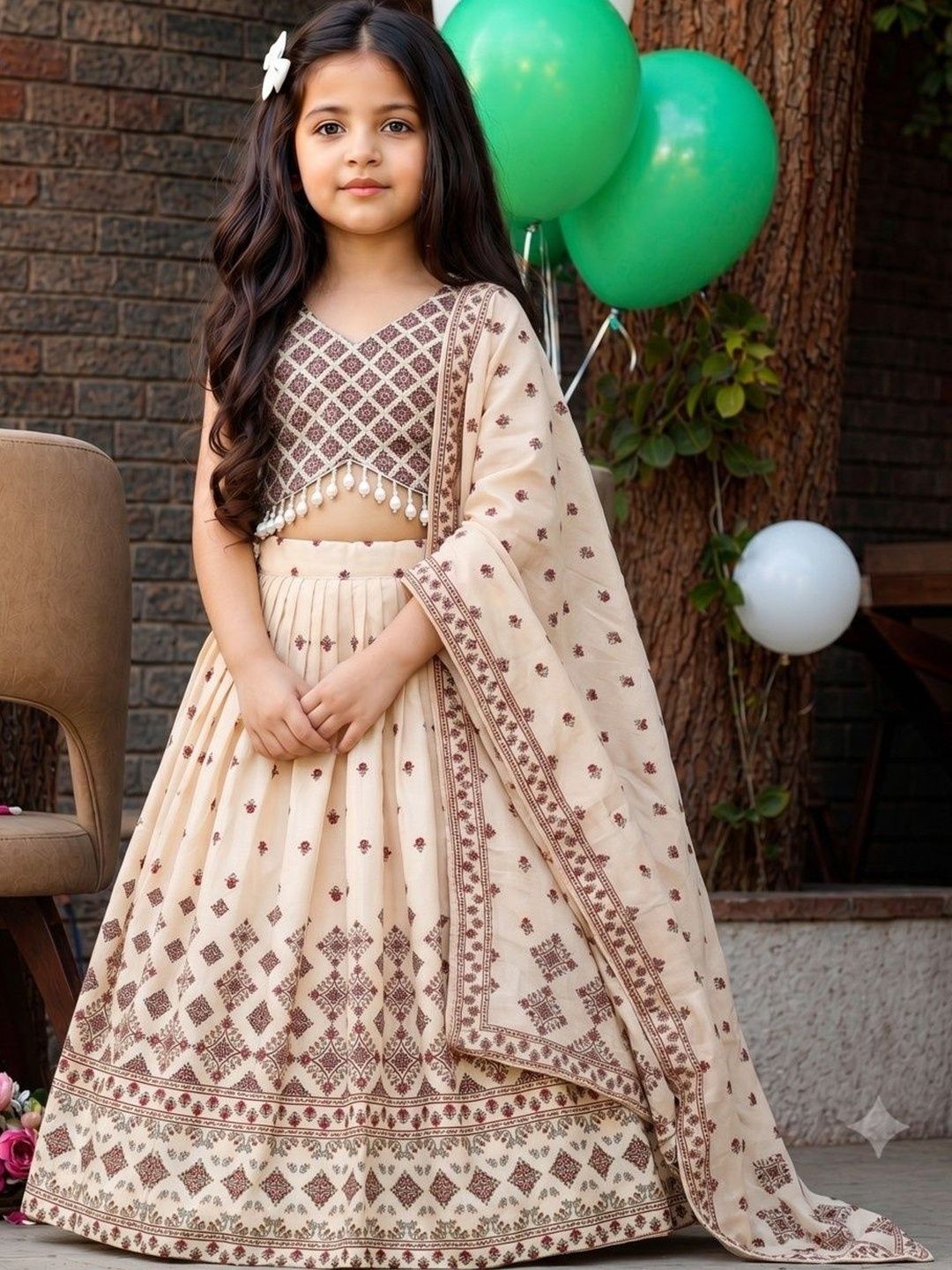 Sangria Girls Printed Ready to Wear Lehenga & Blouse With Dupatta-image-48