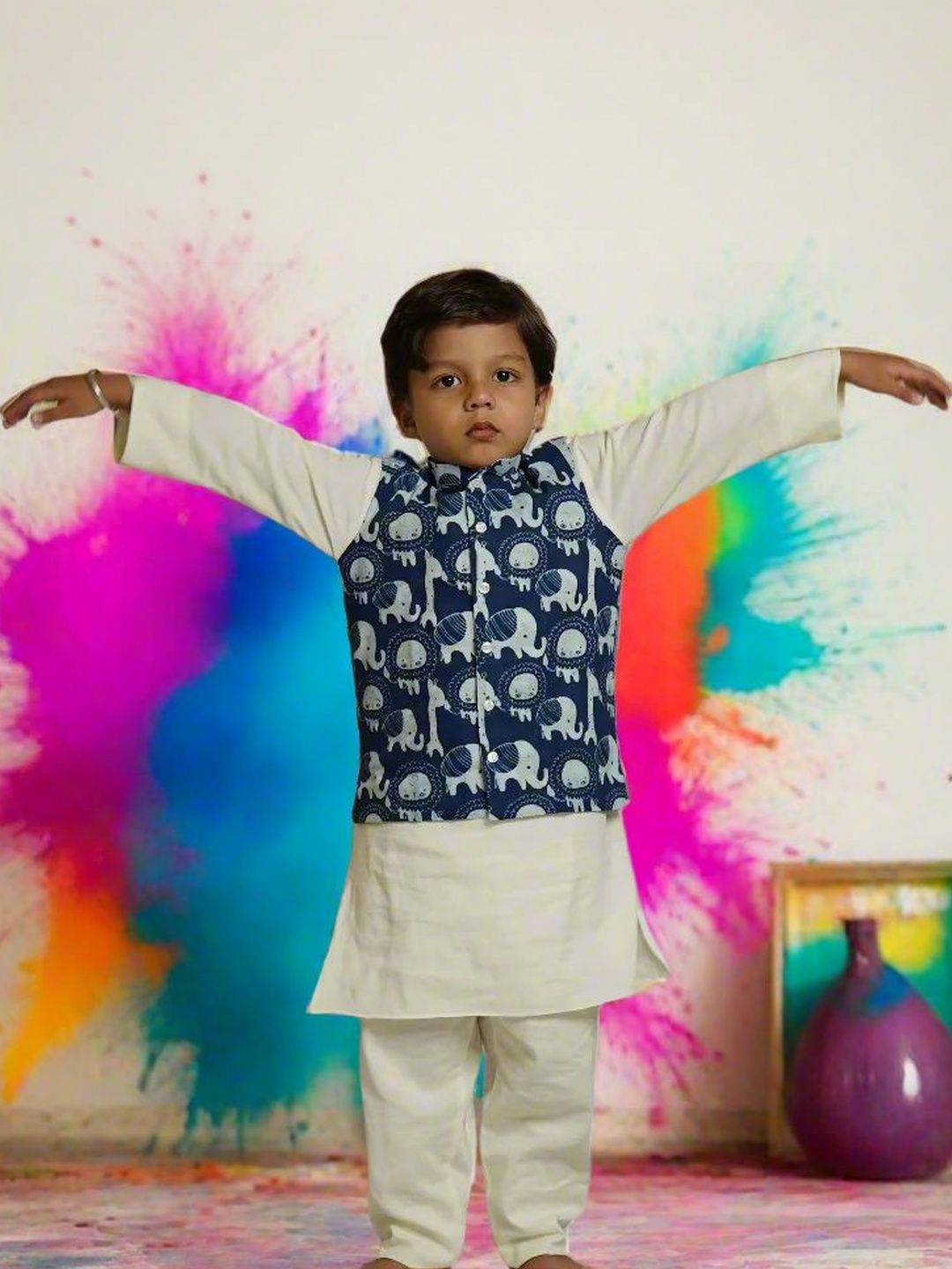 Cuddly Cubs Boys Stand Collar Sleeveless Nehru Jackets-image-37