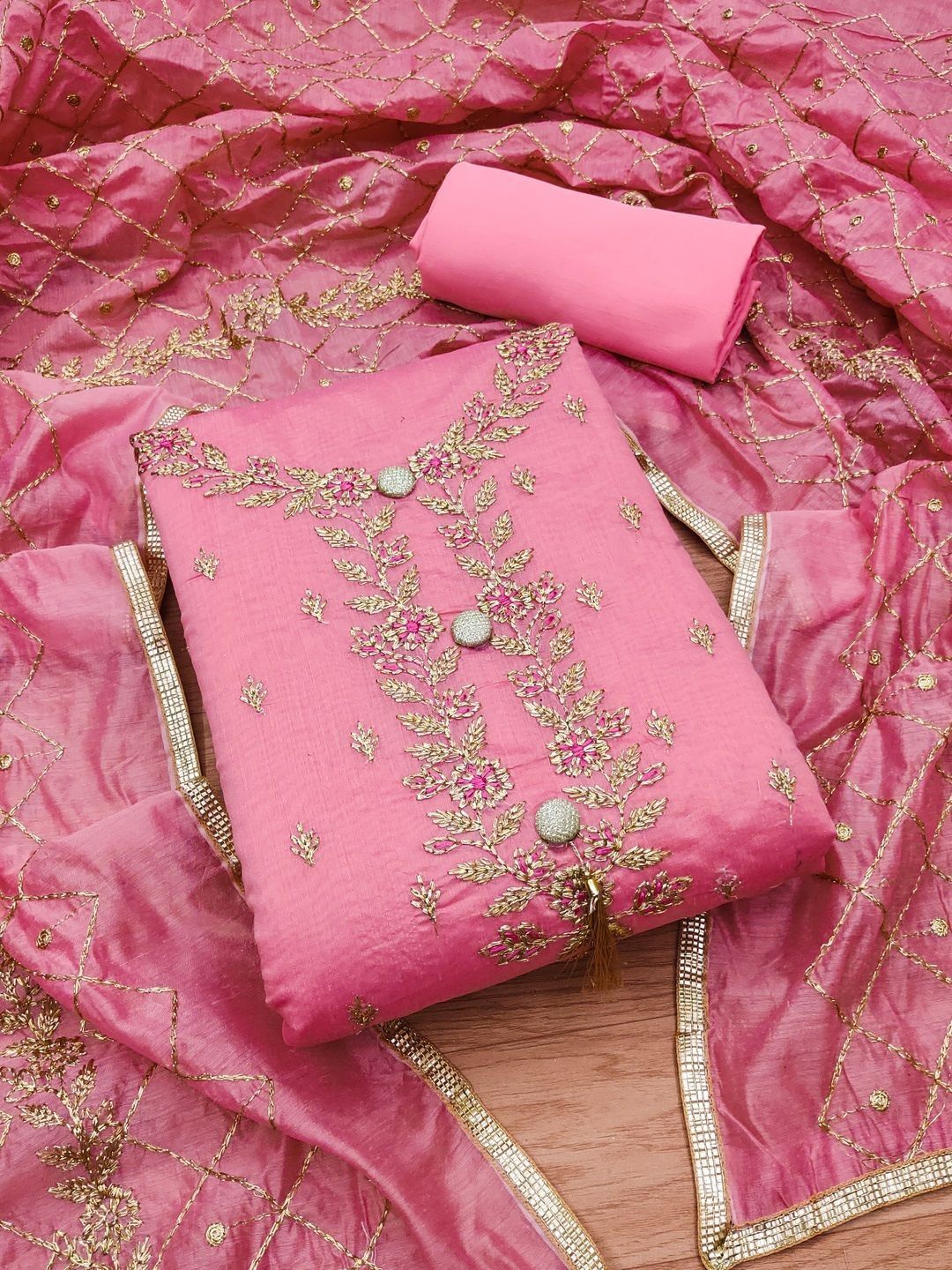 Moda Rapido Embroidered Art Silk Unstitched Dress Material-image-28