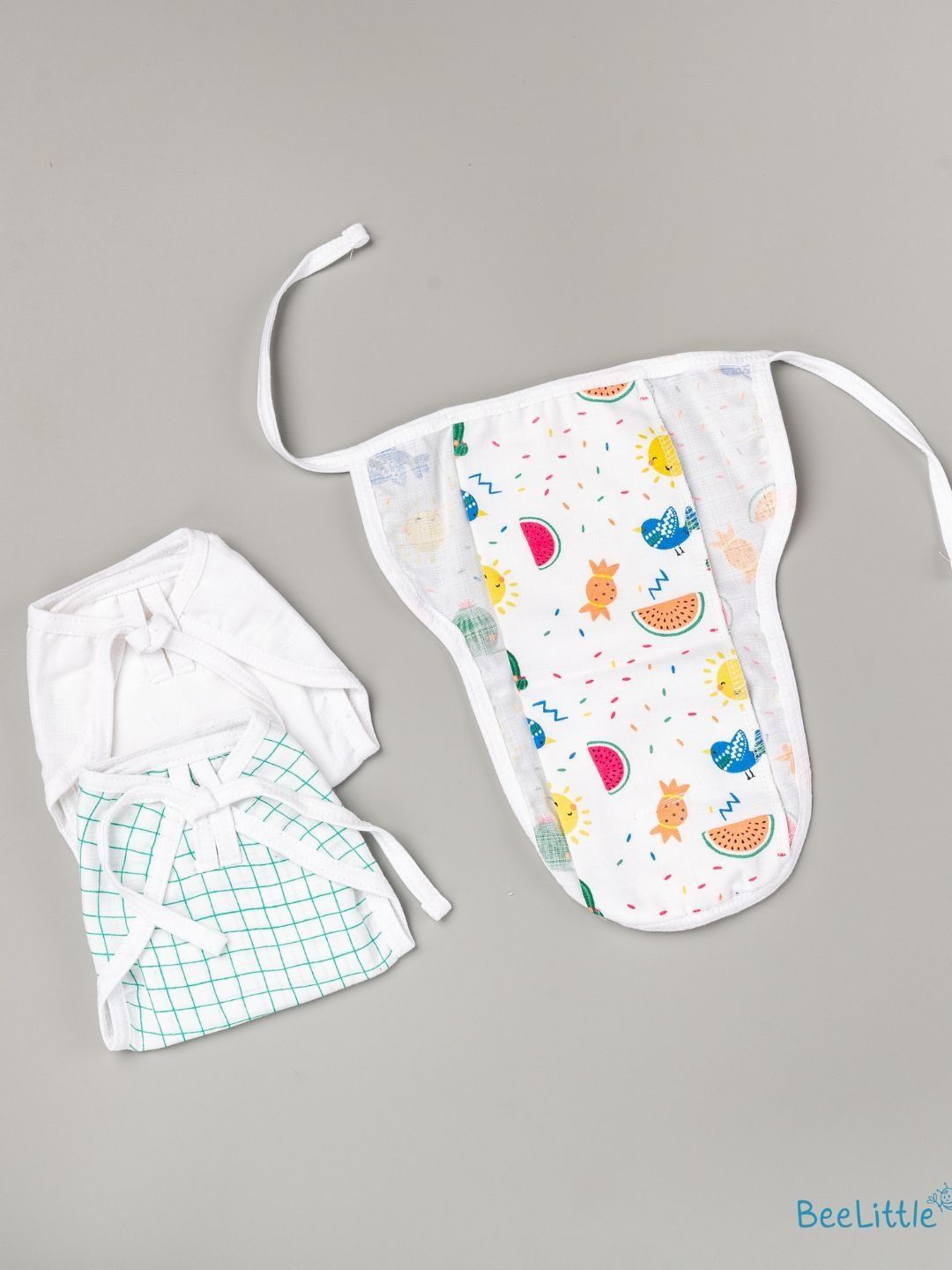 BeeLittle Infants Set Of 3 Summer Checks Printed Nappies-picture-55