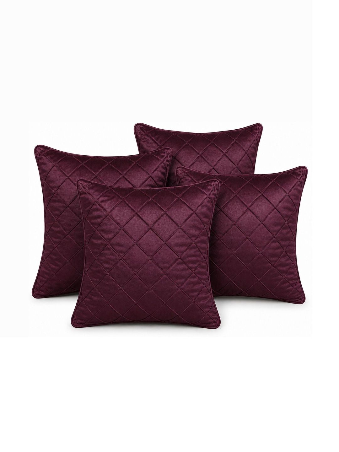 VORNEXA Maroon Set of 4 Velvet Square Cushion Covers-image-8